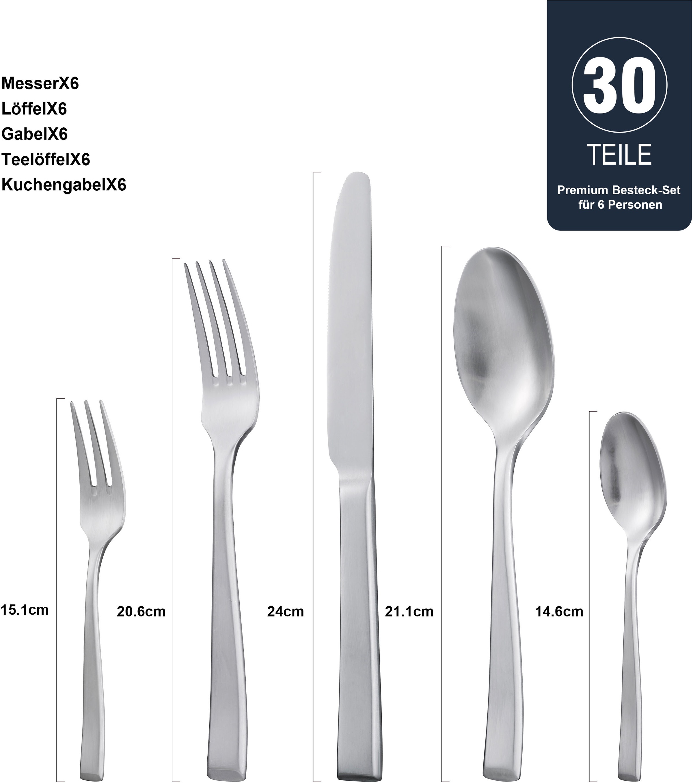 Hanseatic Set de couverts »PREMIUM« verstärktes Material und trapezförmiges Design am Griffende