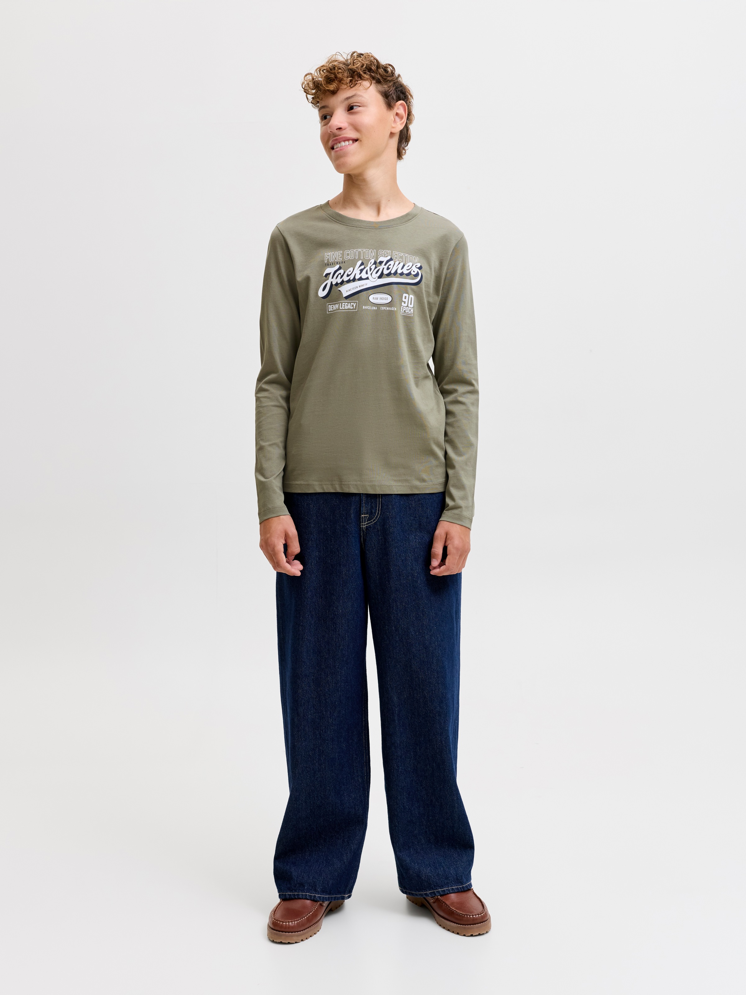 Jack & Jones Junior Langarmshirt »JJELOGO TEE LS O-NECK 2 COL AW26 SN JNR« Baumwolle, regular fit