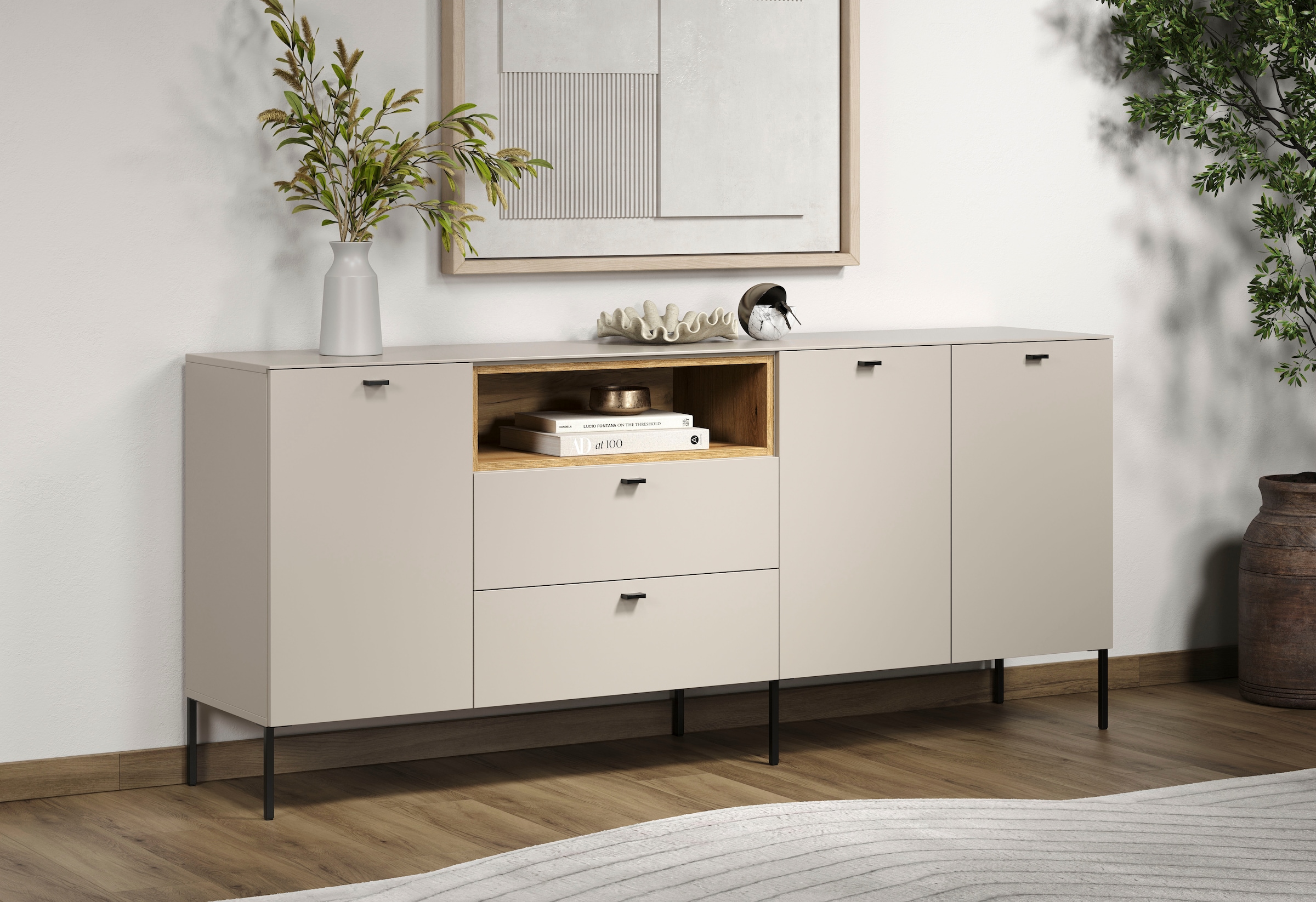 Home affaire Buffet »San Pedro« 1 cuis tlg. Anrichte mit Griffen und Füssen aus Metall - (B/T/H) 197/42/85 cm