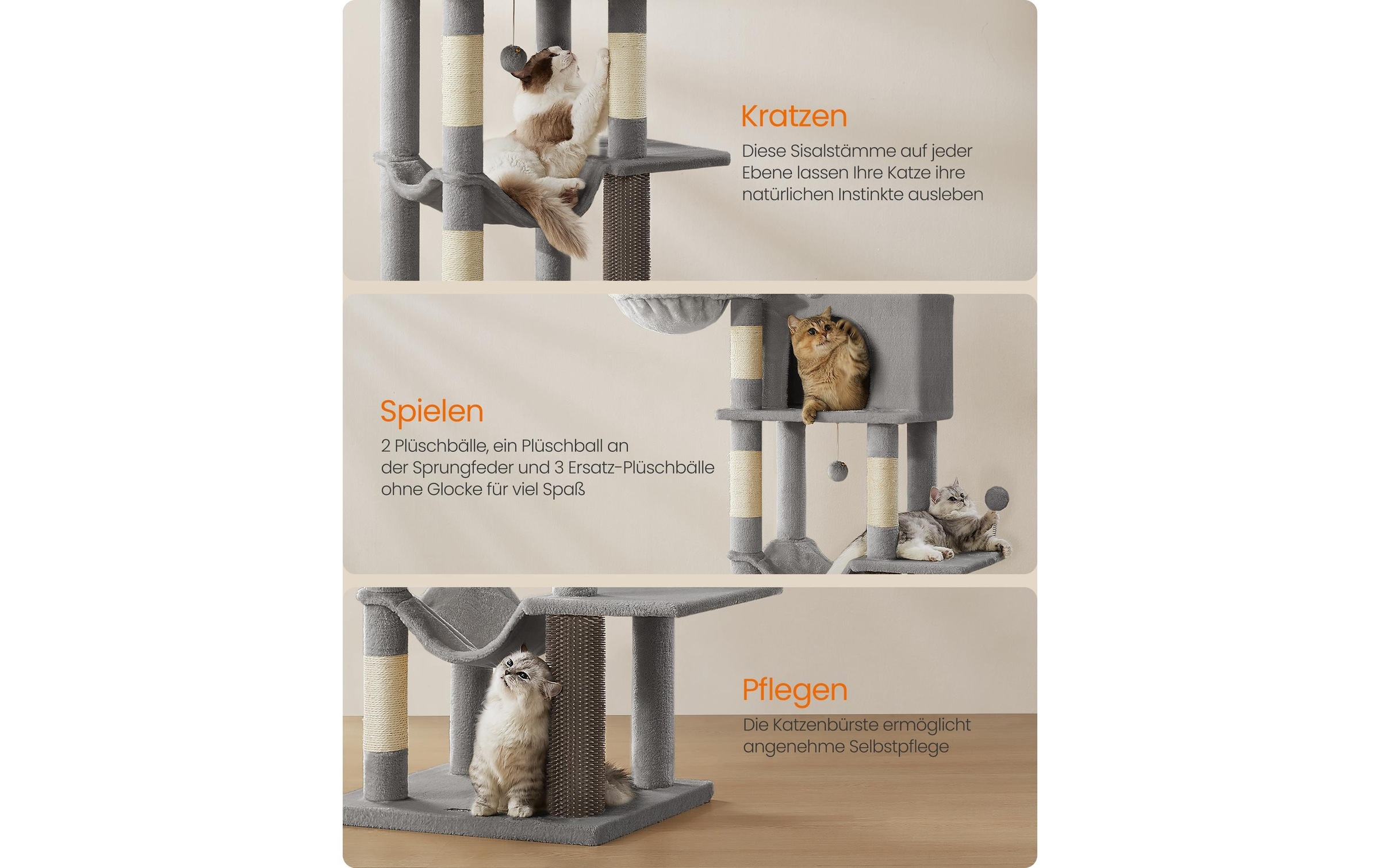 FEANDREA Kratzbaum »für Wohnungskatzen 178 cm« 175 cm hoch