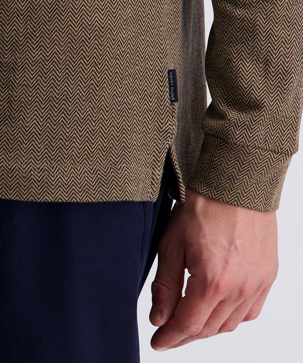 Pierre Cardin Polo à manches longues mit Fischgratmuster