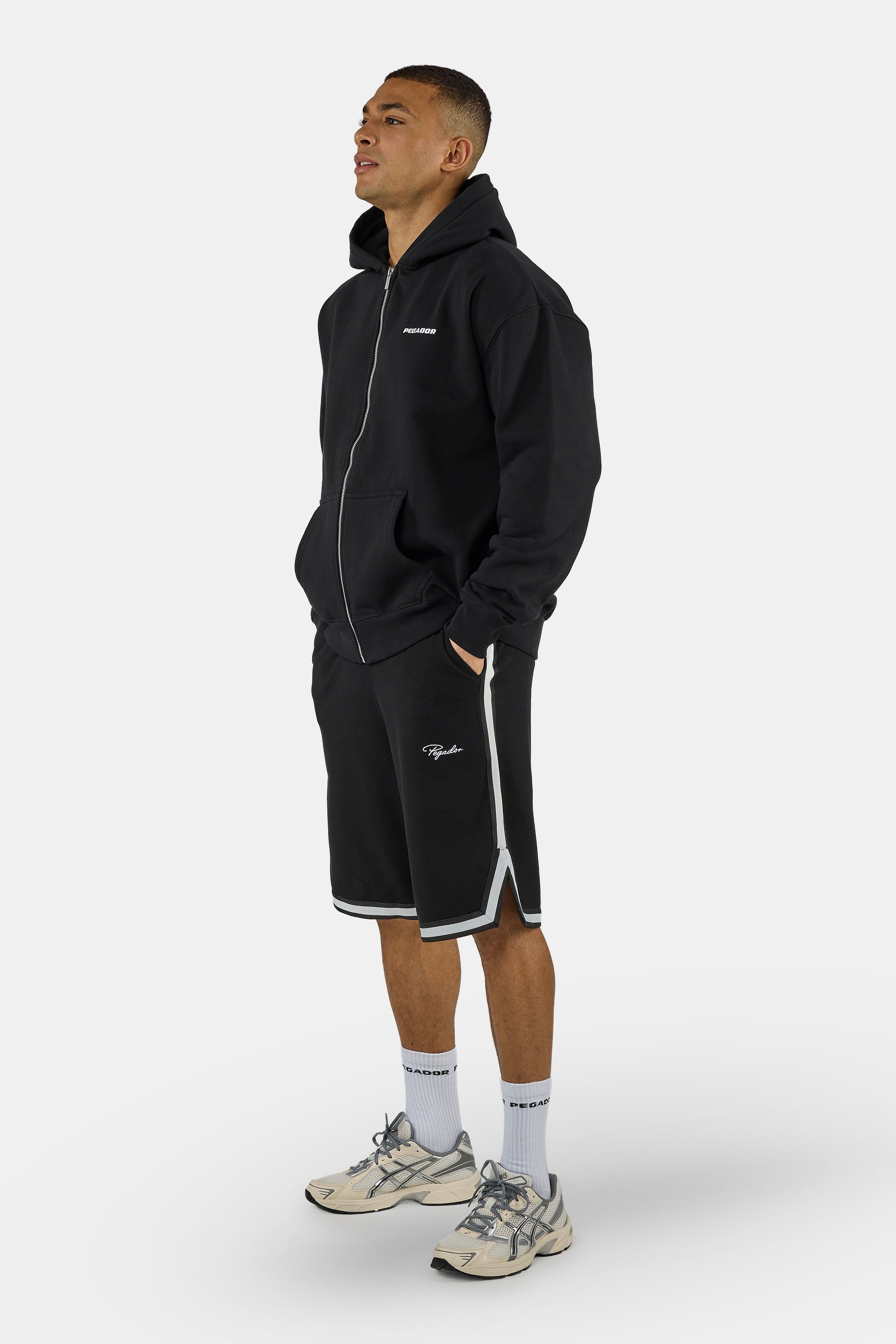 PEGADOR Sweat à capuche »Logo Oversized Sweat Jacket« mélange de coton, oversize