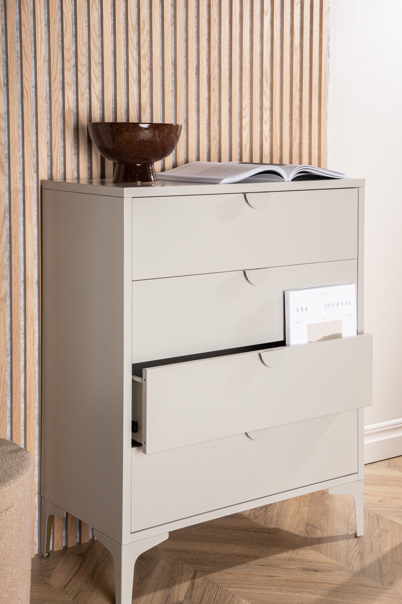 Venture Home Schubkastenkommode »Piring, hohe Kommode aus Stahl, 4 Schubladen, Höhe 98 cm« Schubladenkommode, Pulverbeschichtung, hoch, anspruchsvoll, modern
