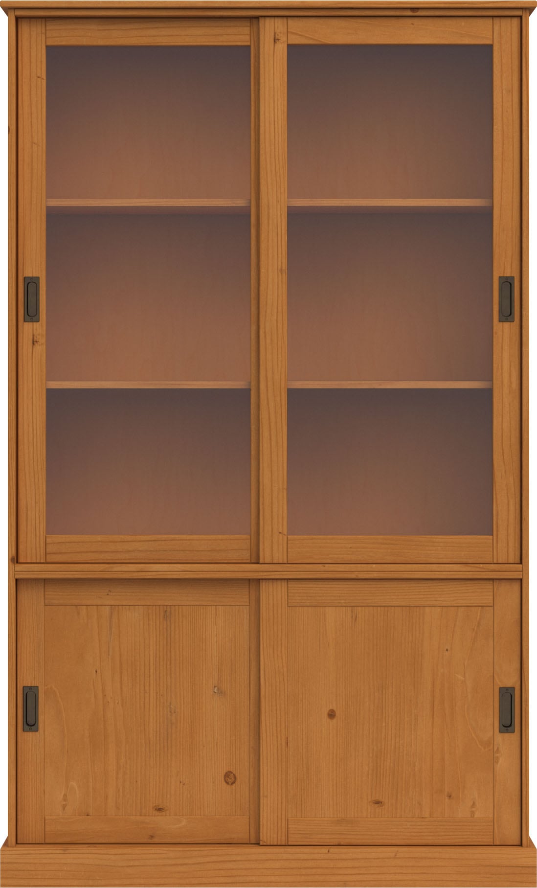 Home affaire Vitrine »Schröder« mit 2+2 Schiebetüren, aus massivem Kiefernholz, Breite 114 cm