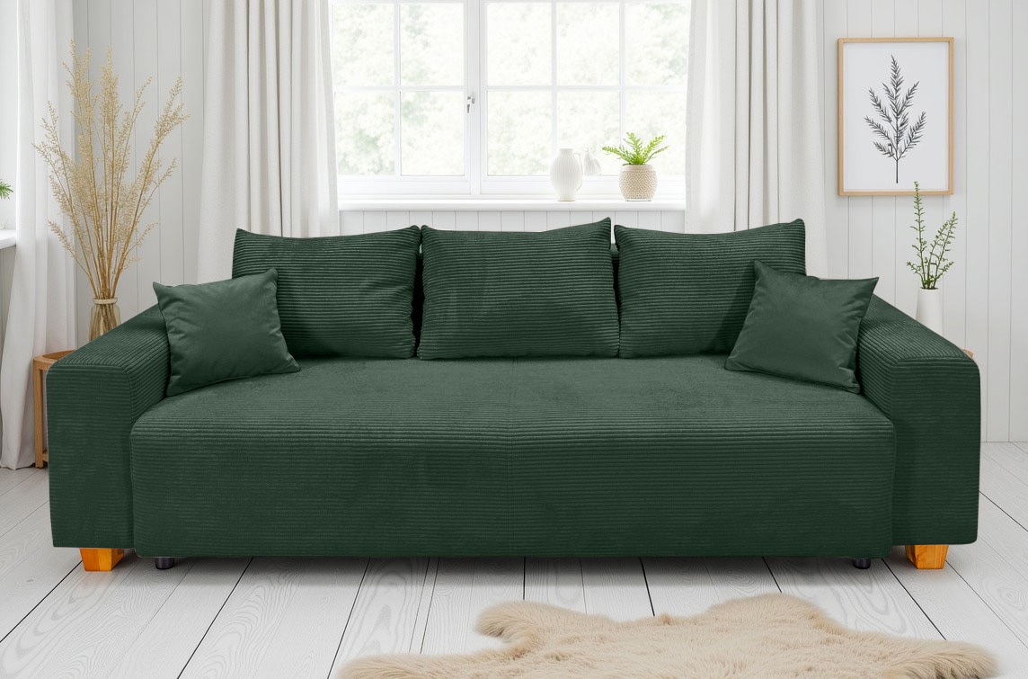 COLLECTION AB Canapé-lit »Yves, B: 243 cm, Liegefl. 142x194 cm« fonction couchage, coffre de rangement et 2 coussins décoratifs, ressort ensaché