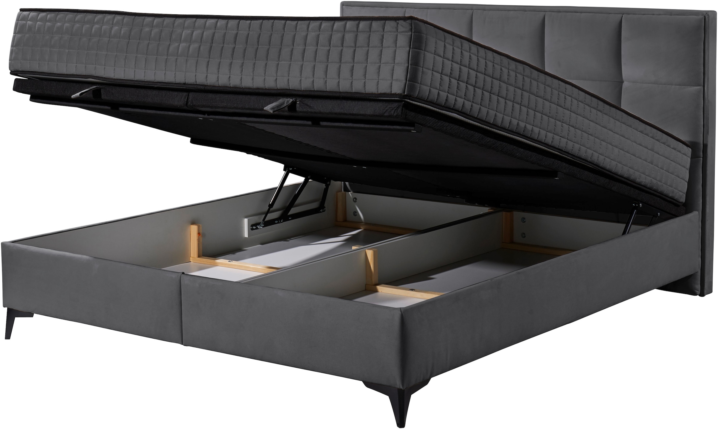 ED EXCITING DESIGN Lit de boxe »Monroe inkl. Bettkasten, erhältlich in den Breiten 160cm & 180cm« Duo-Matratze - feste Seite mit Kokosmatte