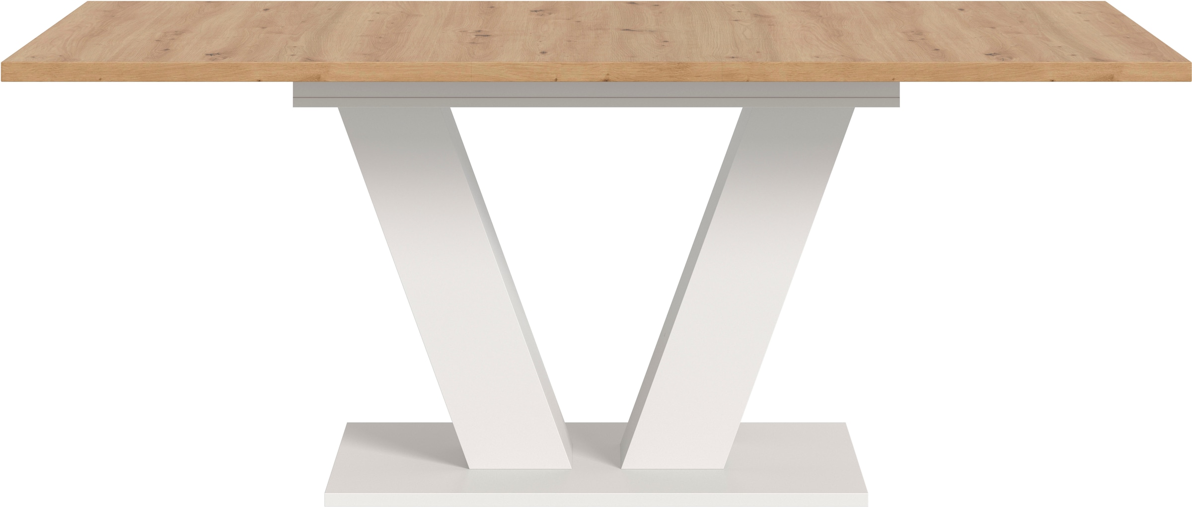 Home affaire Table de salle à manger »Motus, ausziehbar 150 -190 cm, inklusive 40 cm Einlegeplatte« Set, 1 cuis tlg. V-Gestell mit Bodenplatte, Tisch, Küchentisch, Esszimmer, Küche