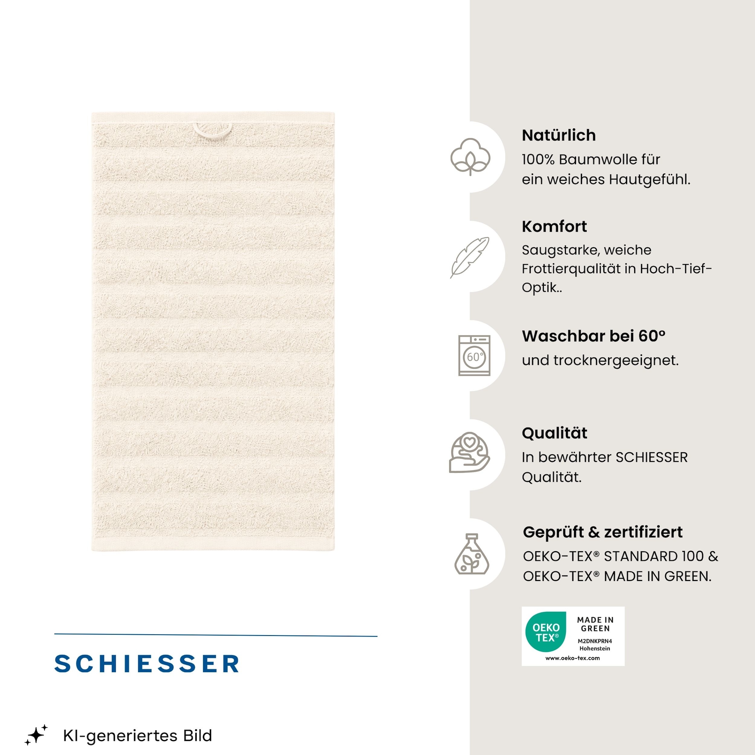 Schiesser Serviettes »Neapel aus 100% Baumwolle mit eleganter Hoch-Tief-Optik« OEKO-TEX® MADE IN GREEN
