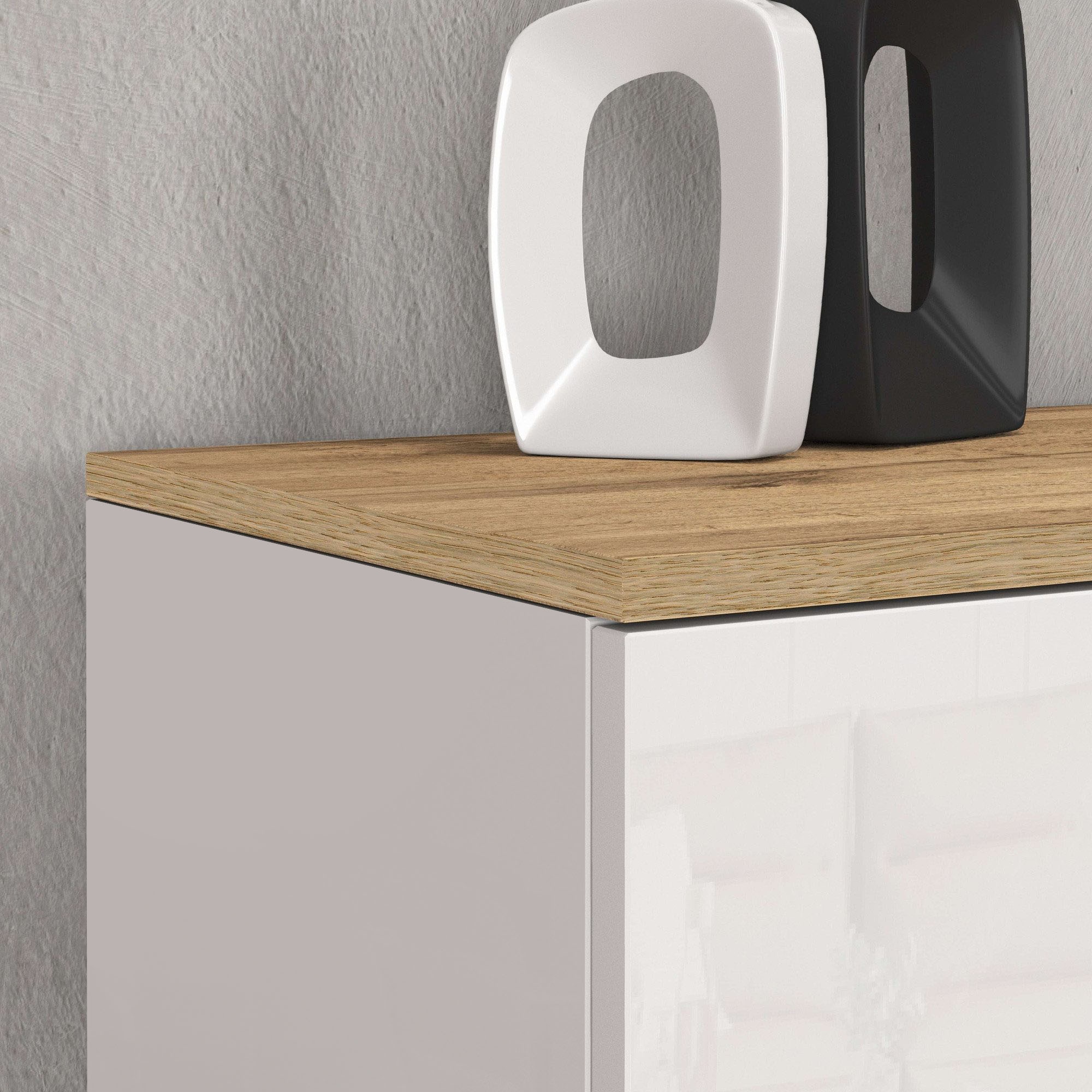 GOODproduct Sideboard »ISEO, Kommode, Schrank, Sideboard, Lowboard, 6 Fächer, Breite 150 cm« 1 Stk. tlg. stehend/hängend, 3 Türen Hochglanz lackiert, Made in Italy