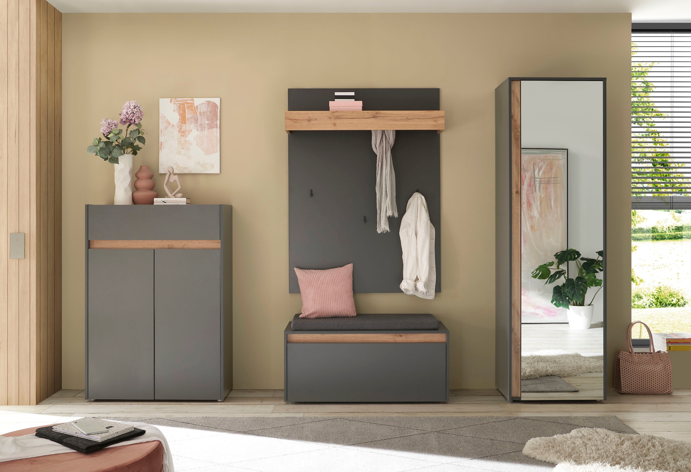 Home affaire Garderoben-Set »City/Giron, moderne Garderobe, viel Stauraum, ca. 24 Schuhe« Set, 4 Stk. tlg.