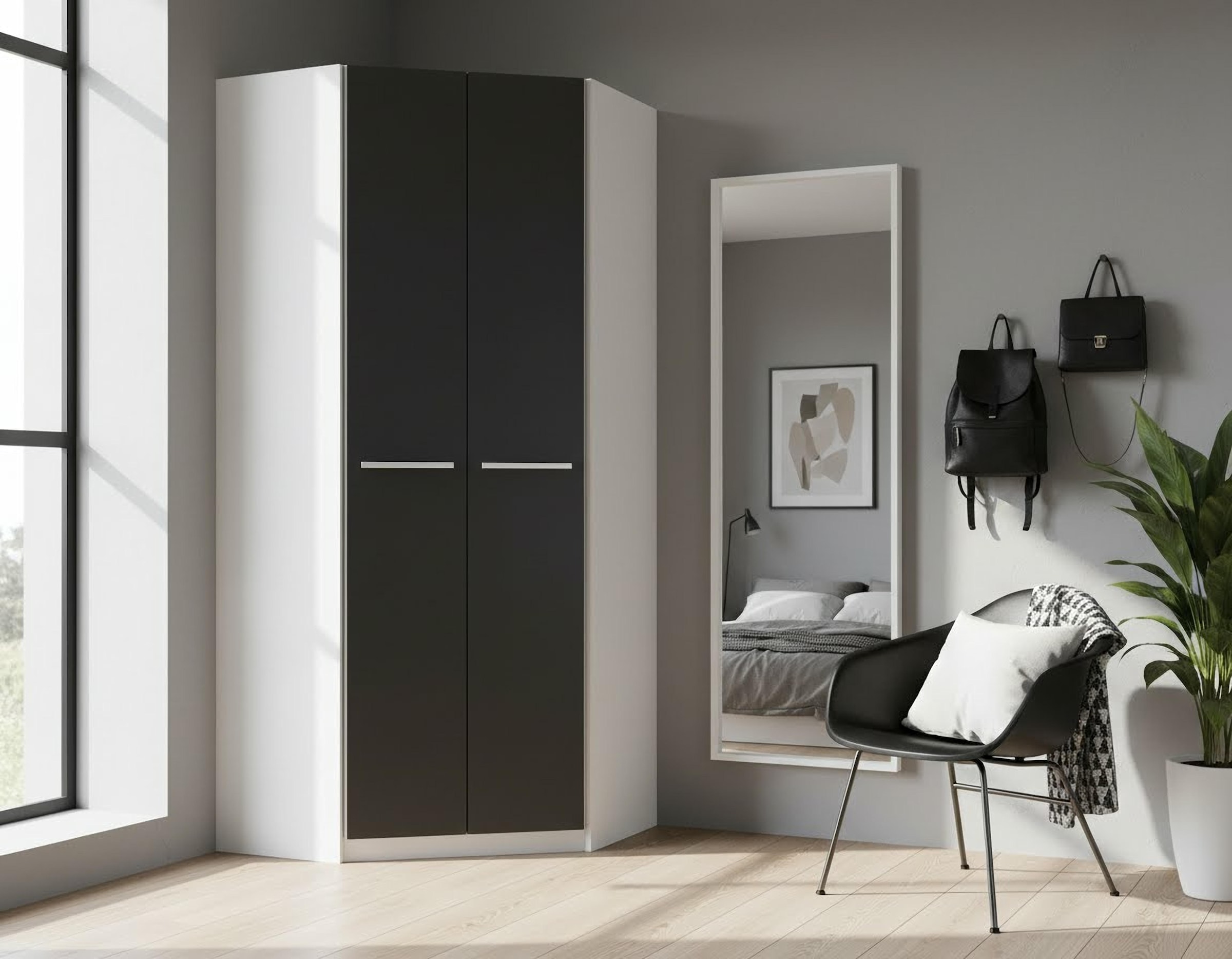 priess Eckkleiderschrank »Barcelona Kleiderschrank Ecklösung Raumwunder« in 2 Tiefen Schrank Eckschrank Garderobe