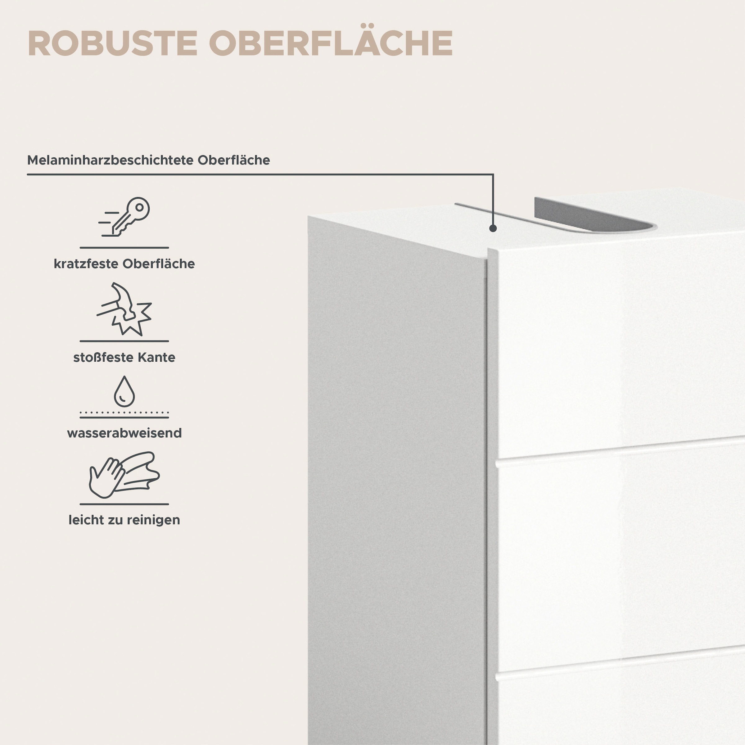 welltime Ensemble de meubles de salle de bain »Biel, Höhe 190 cm,Hochschrank,WBU, Spiegelschrank, Unterschrank, Lampe« 5 cuis tlg.