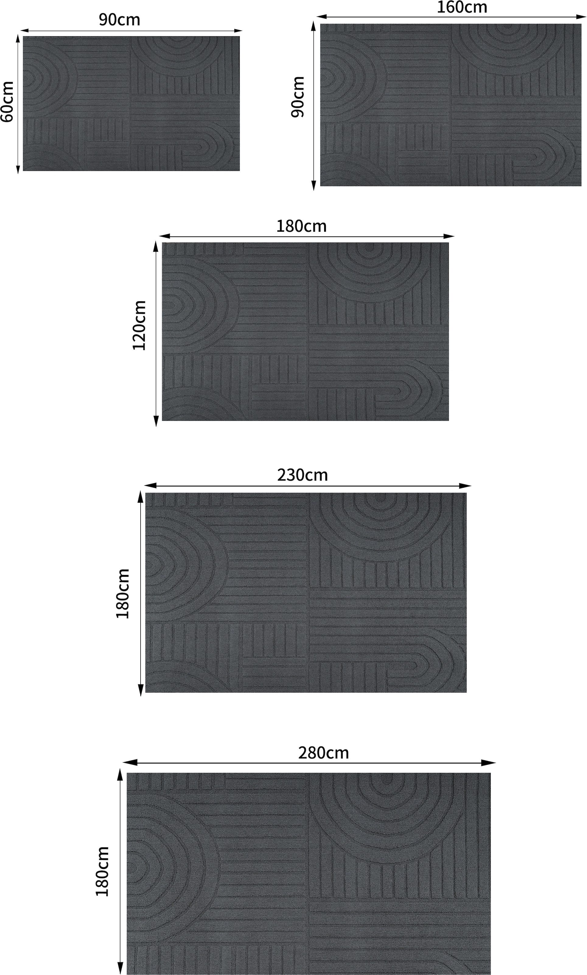 GOODproduct Teppich »Neele, Boho-Design, Hoch-Tief, waschbar« rechteckig 12 mm Höhe 3D Optik, Skandinavisch, Designteppich, Wohnzimmer, Schlafzimmer