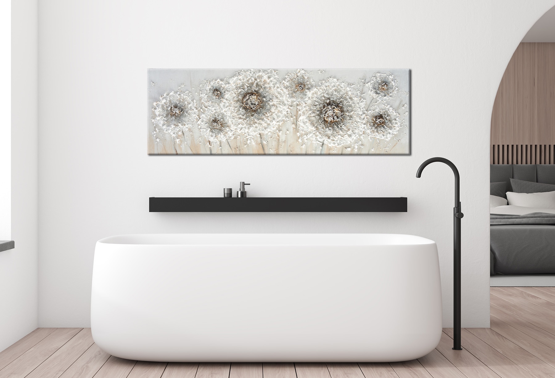 Bönninghoff Peinture à l'huile »handarbeit BLUMEN 40x120 cm – Wandbild Kunst Deko modern« Fleurs | Images de fleurs | Nature 1 cuis tlg. fabriqué à la main, chaque image est unique