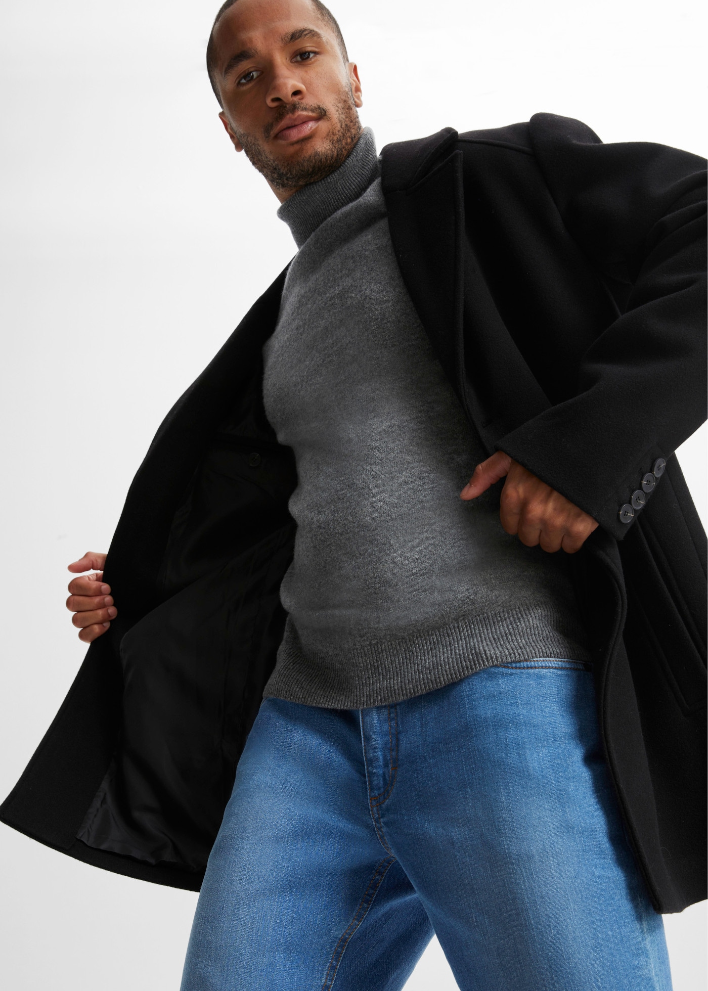 bonprix Manteau court style caban, avec une part de laine, coupe régulière