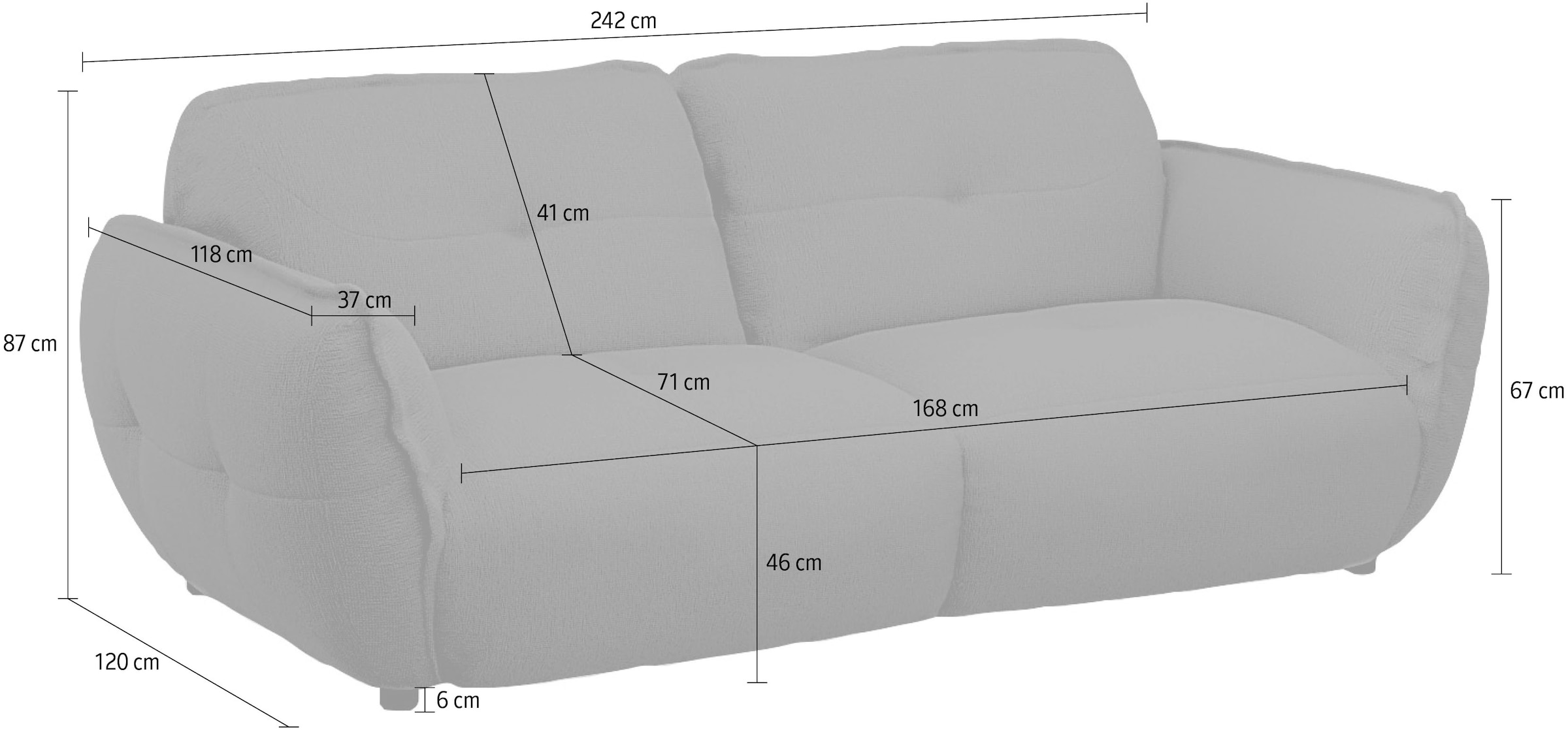 BETYPE 3-Sitzer »Be Fluffy moderner Love Seat, XXL Sofa, Mega Sofa« Softes Sitzgefühl, moderne Kedernaht, hochwertiger Bezug