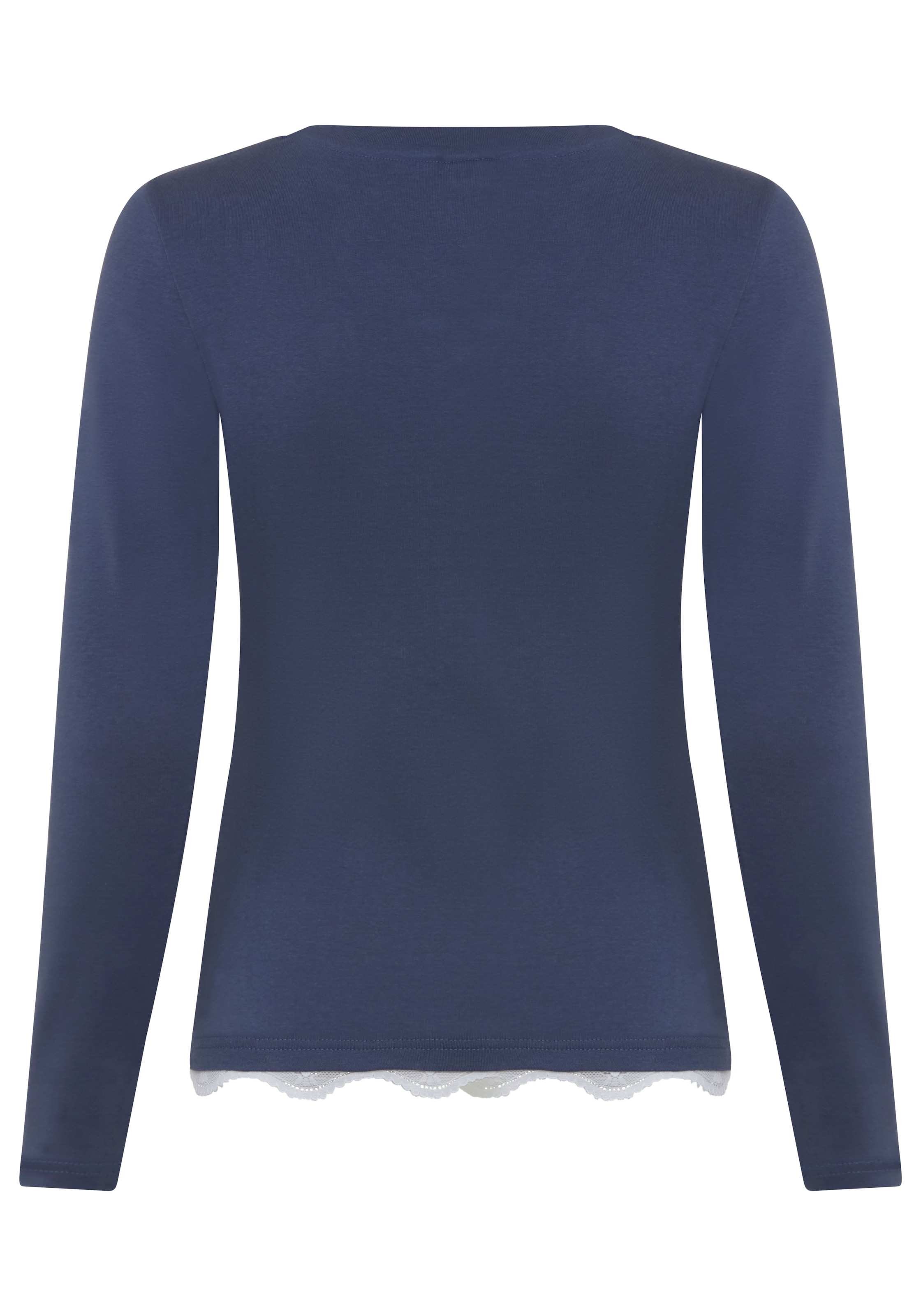 KangaROOS T-shirt à manches longues 2 en 1 avec dentelle à l'encolure, coupe ajustée, coupe longueur hanches