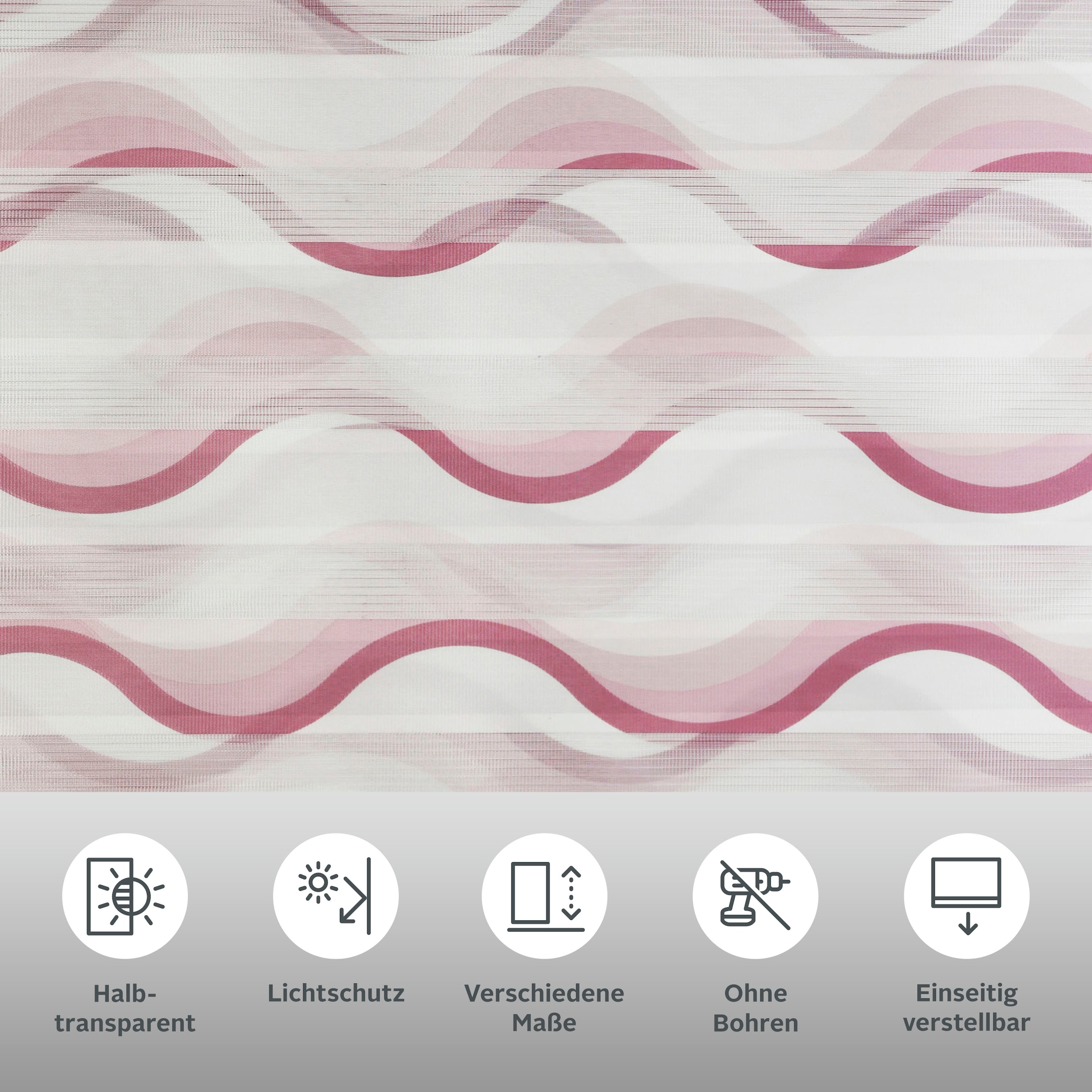 my home Doppelrollo »Welle« Lichtschutz Sichtschutz | Verdunkelung ohne Bohren freihängend Fixmass, Klemmfix-Duo-Rollo, Doppelrollo "Welle", Klemmträger