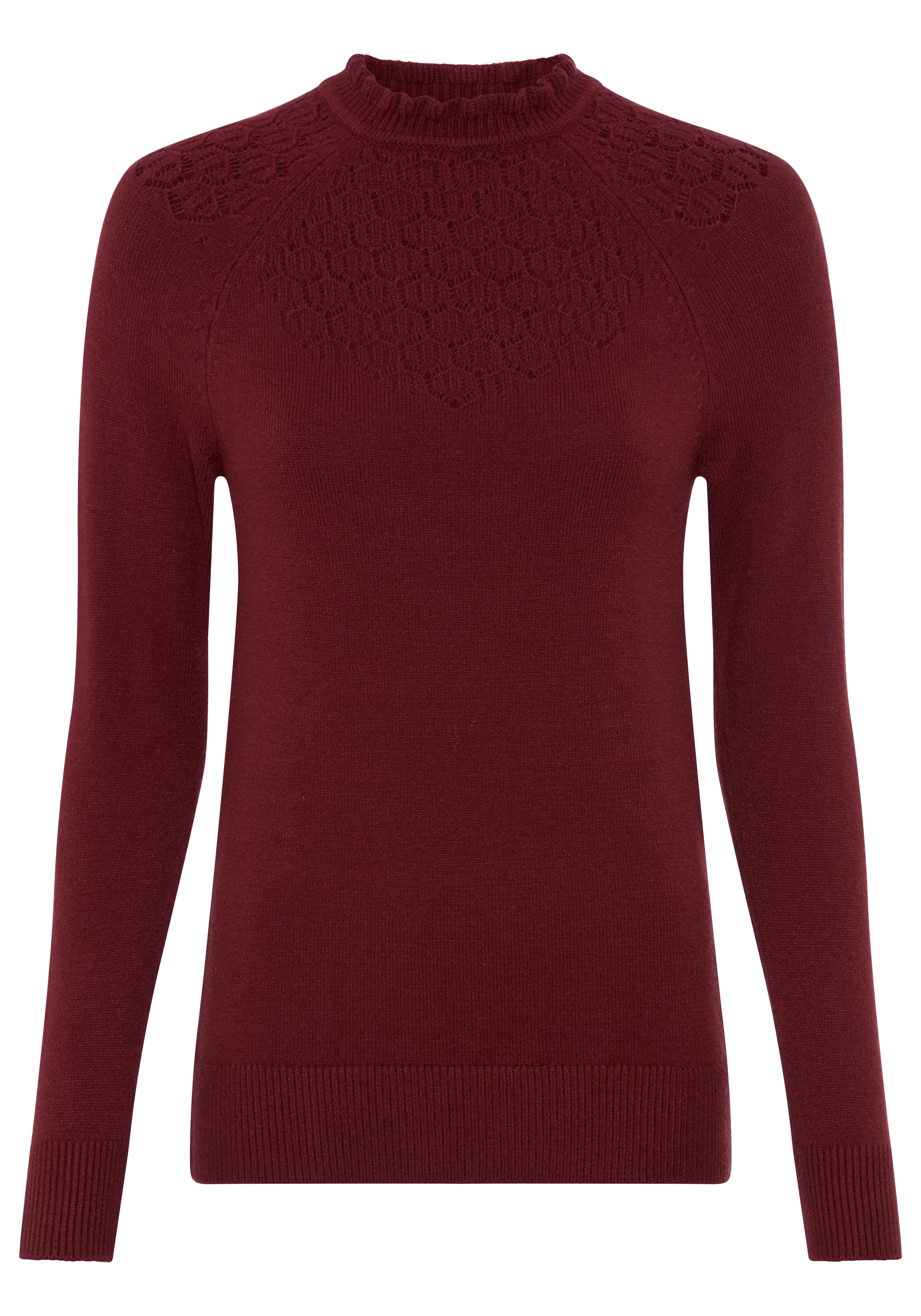 Laura Scott Pull en tricot »aus Ajourstrick, mit figurbetonter Passform« en mélange de viscose doux, avec bord ondulé
