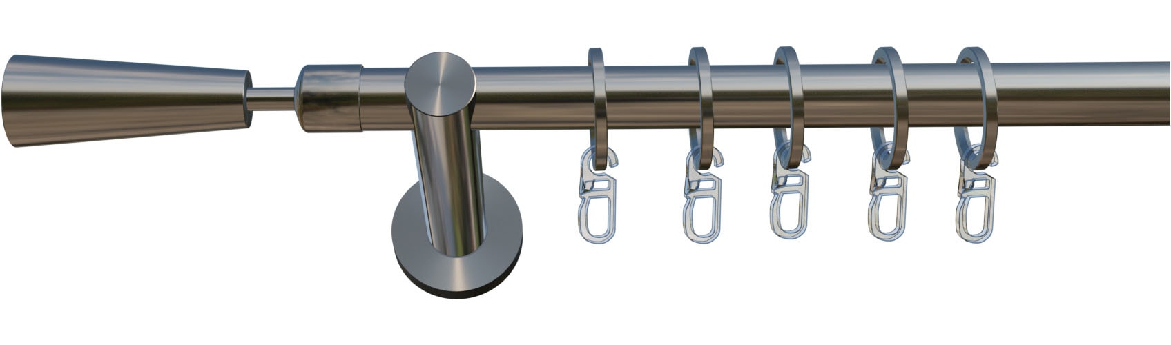 indeko Gardinenstange »Genf« Ø 16 mm 1 läufig-läufig Fixmass Komplett-Set inkl. Ringen und Montagematerial