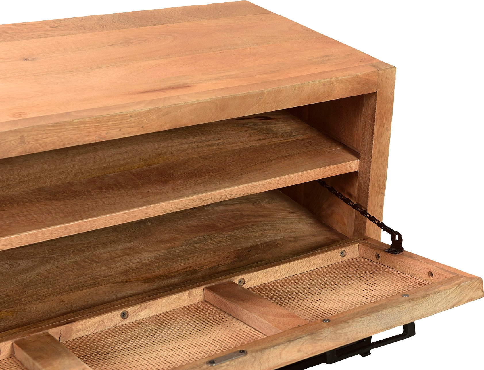 SIT Schuhschrank »CANE aus Mangoholz mit Rattan-Front & Metallkufen« Platz für 6 Paar Schuhe mit Rattan-Front & Mangoholz