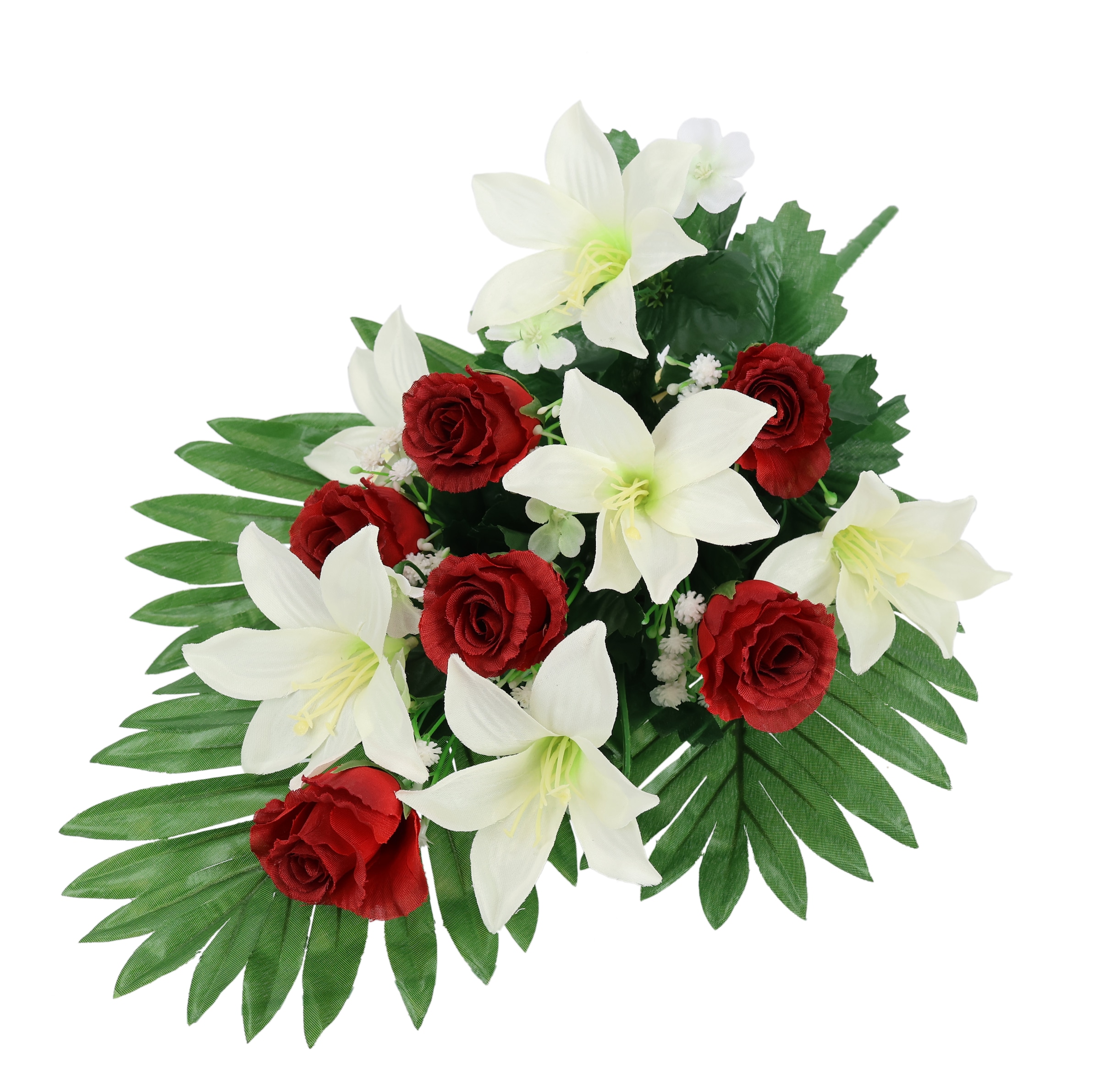 I.GE.A. Kunstblume »Aufleger Rosen/Lilien« Bouquet Strauss Blume Tischdeko Deko Grabdeko Grableger Grabschmuck