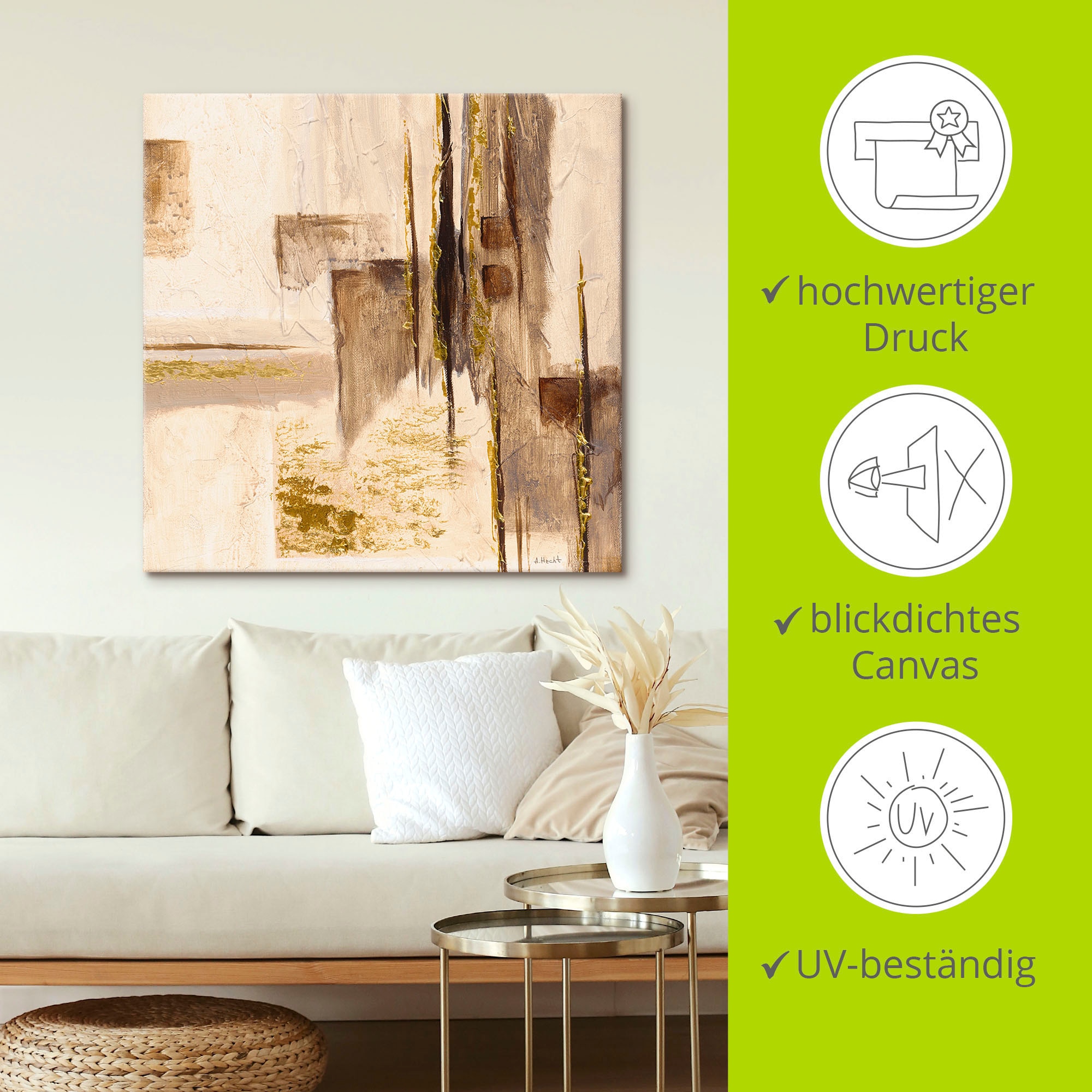 Artland Tableau sur toile »Goldene Silhouette I« 1 cuis tlg. auf Holzrahmen gespannt