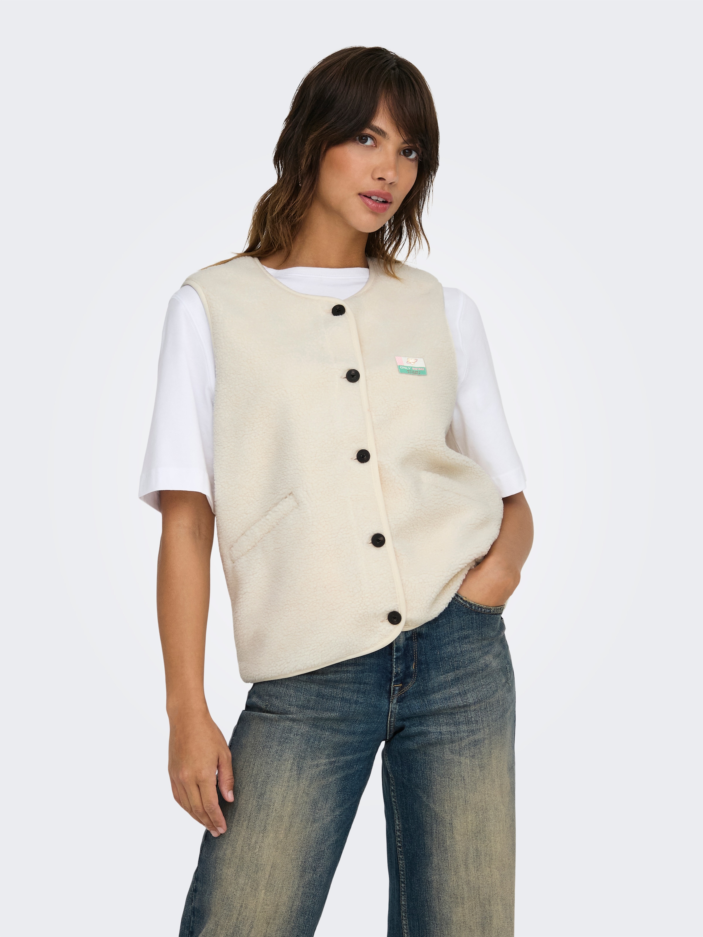 ONLY »ONLBABY LIFE TEDDY VEST PNT CS« fibre synthétique