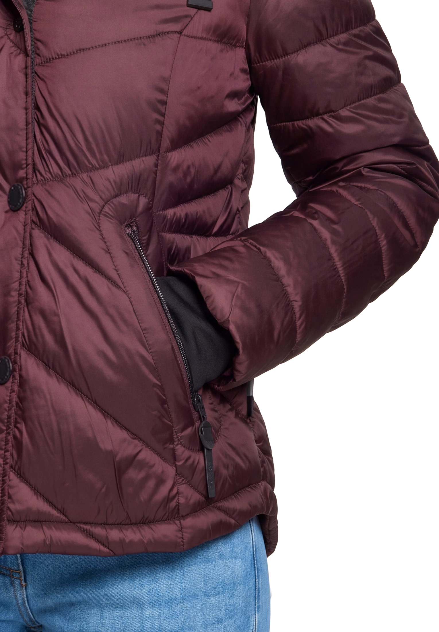 Gil Bret Steppjacke mit Kapuze mit abnehmbarer Kapuze und verdecktem Reissverschluss
