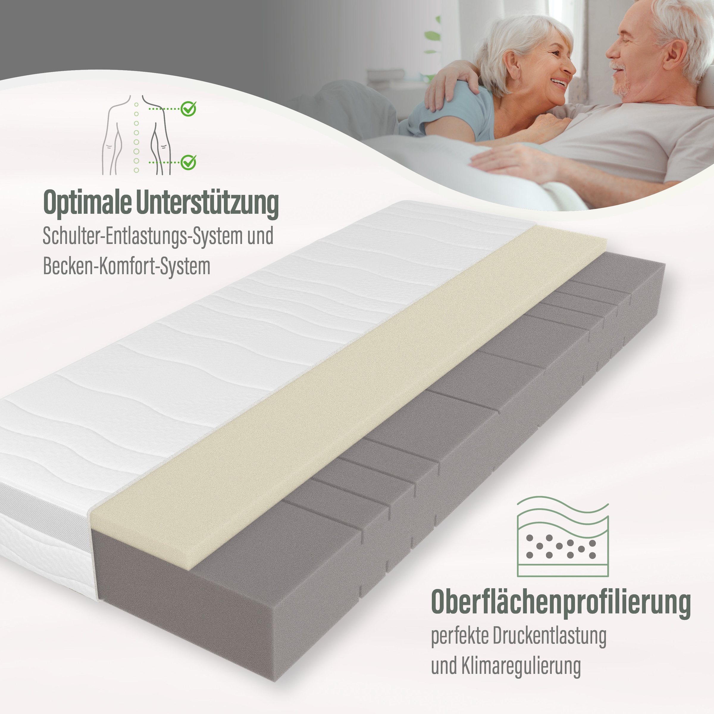 Beco Hybridschaum-Matratze »Feel Like Latex ONE KS - GOLD, Matratze 90x200 cm, 140x200 cm und mehr« 21 cm hoch 1 Stk. tlg. Ergonomischer Hybridschaum mit komfortabler Feel Like Latex Auflage