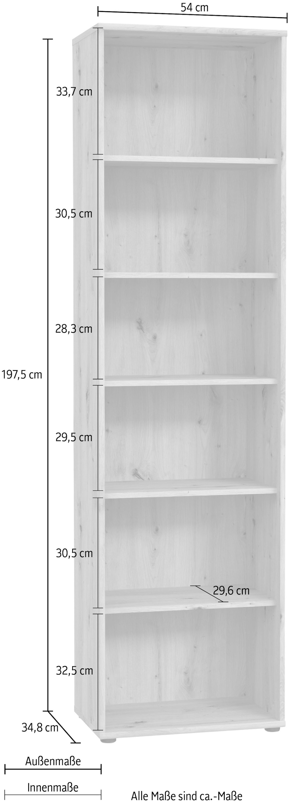FORTE Étagère »Tempra, Mehrzweckregal schmal, Höhe 197,5 cm, 5 Ablageböden« hauteur env. 197,5 cm