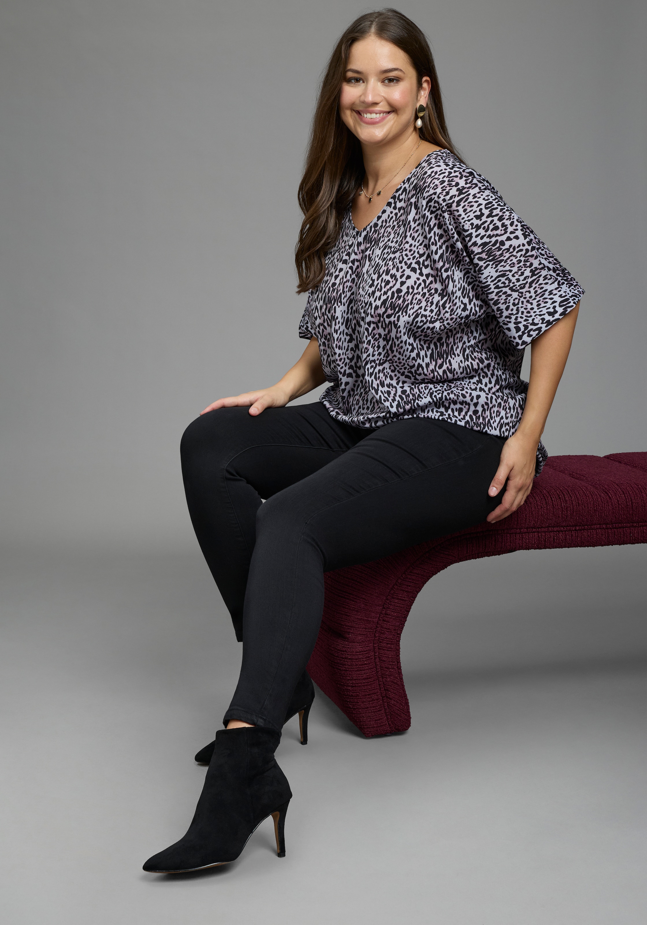 Laura Scott CURVE Blouse à enfiler »Grosse Grössen« coupe ample, longueur couvrant les fesses, style féminin