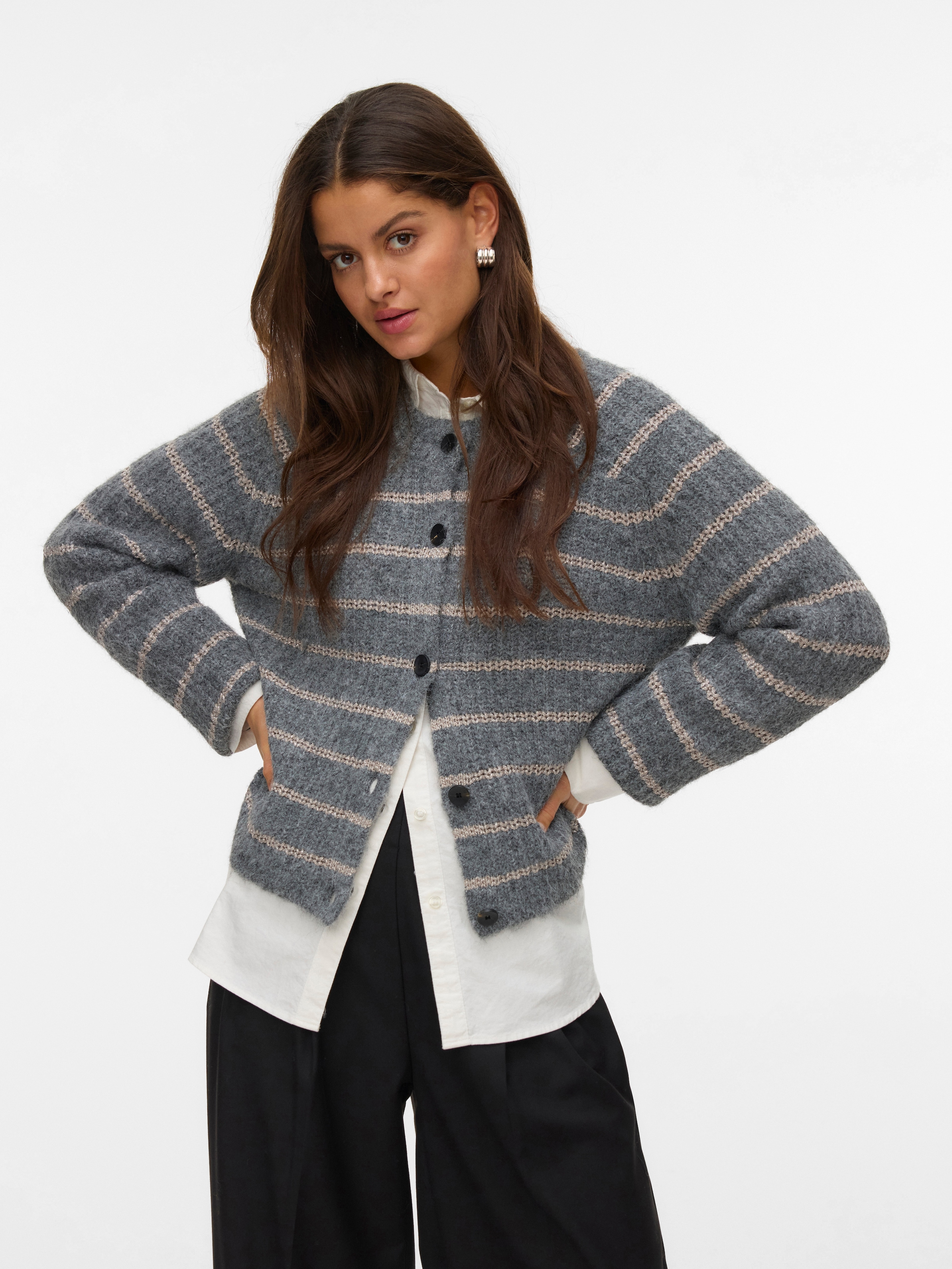 Vero Moda Veste en tricot »VMAWESOME SHINE LS O-NCK STRIPE CARD BOO«
