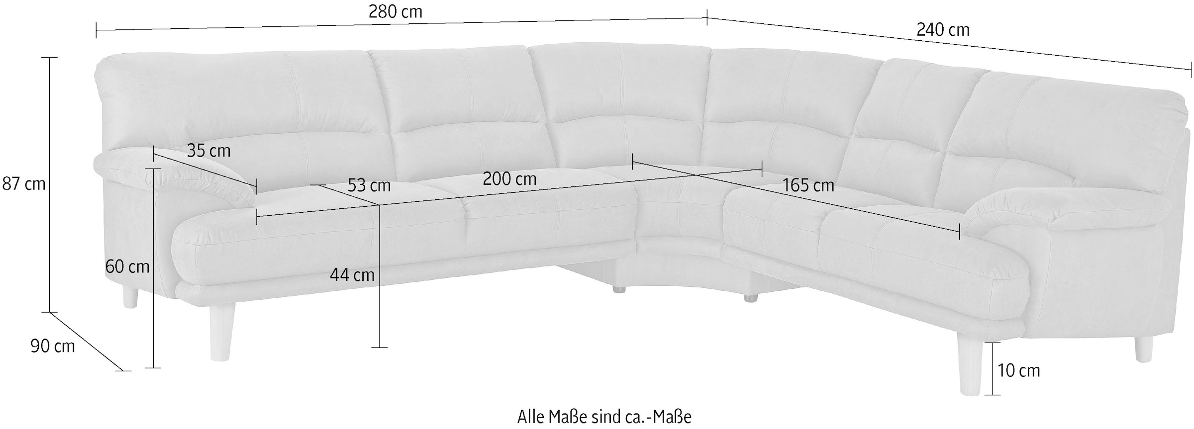 TRENDMANUFAKTUR Coin rembourré »Cecilia, italienisches Designsprache, modern und komfortabel, L-Form,« excellent confort d’assise et accoudoirs confortables