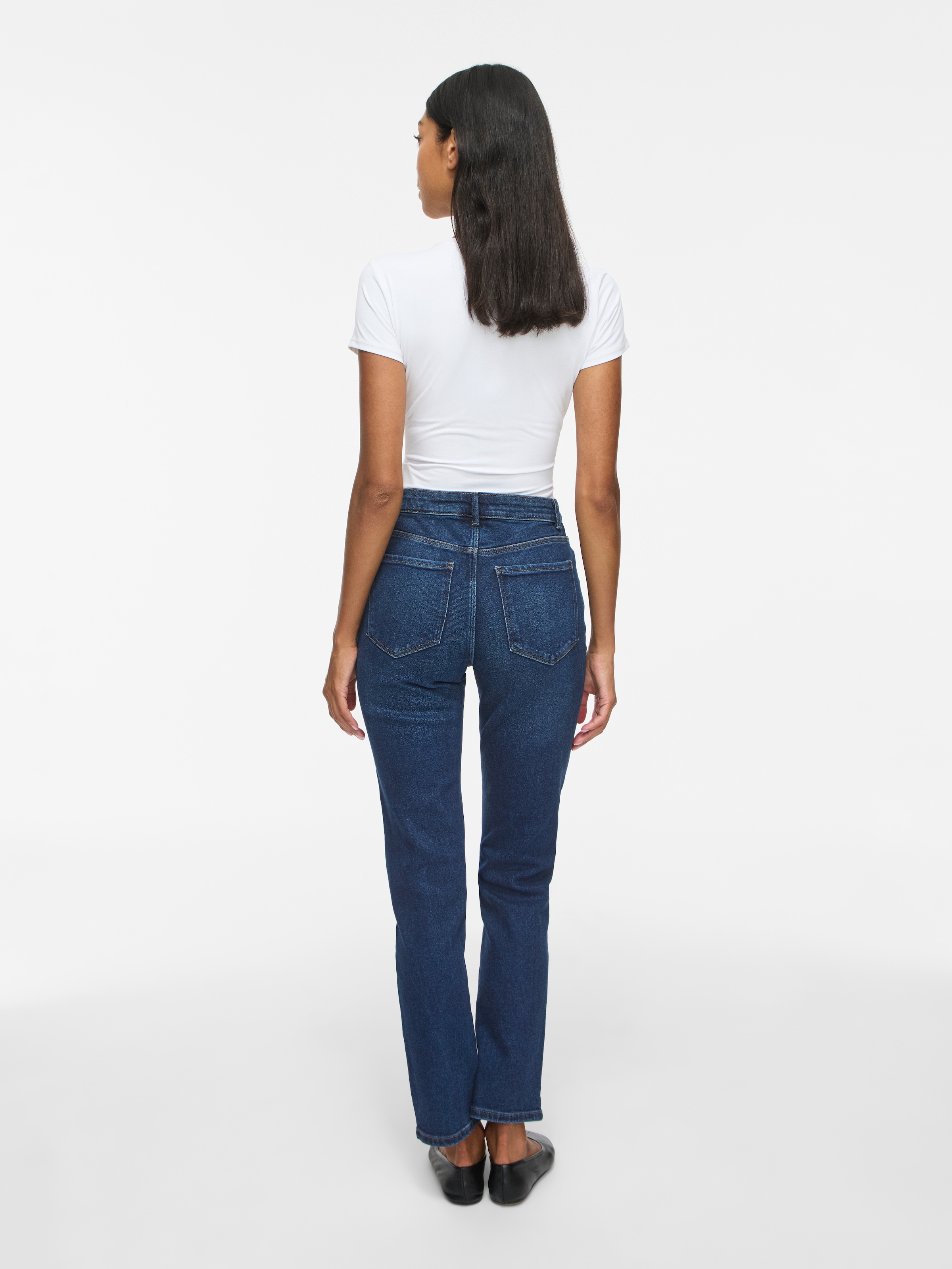 Vila Jeans droit »VIALICE RW STRAIGHT JEANS DBD SOL30-NOOS« Mélange de coton, coupe droite, taille régulière