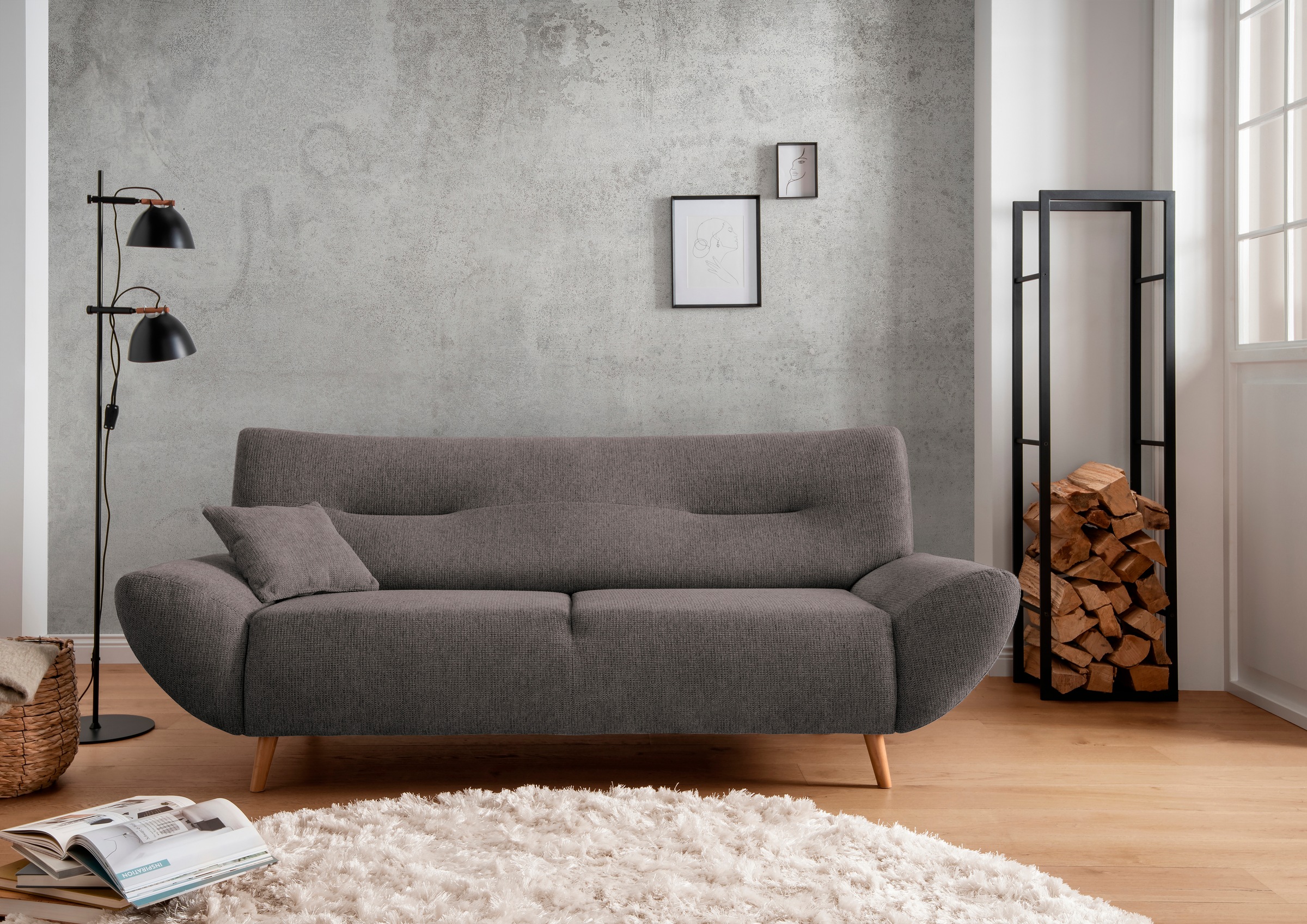 Home affaire Ensemble rembourré »Drago elegant und zeitlos, komfortabel, moderne Formensprache« Ensemble, 3-Sitzer, 2-Sitzer und Sessel, 3 cuis tlg. Set 3-2-1,  bequem, versch. Stoffe, inkl. 2 Zierkissen