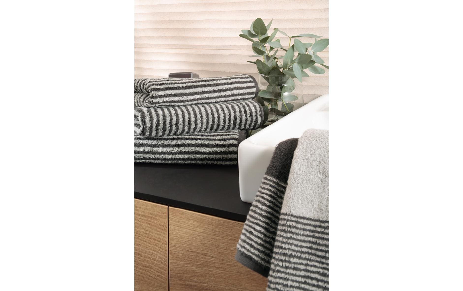 Cawö Drap de douche »Two-Tone Stripe 80 x 150 cm« Hochwertiges Badezimmertuch