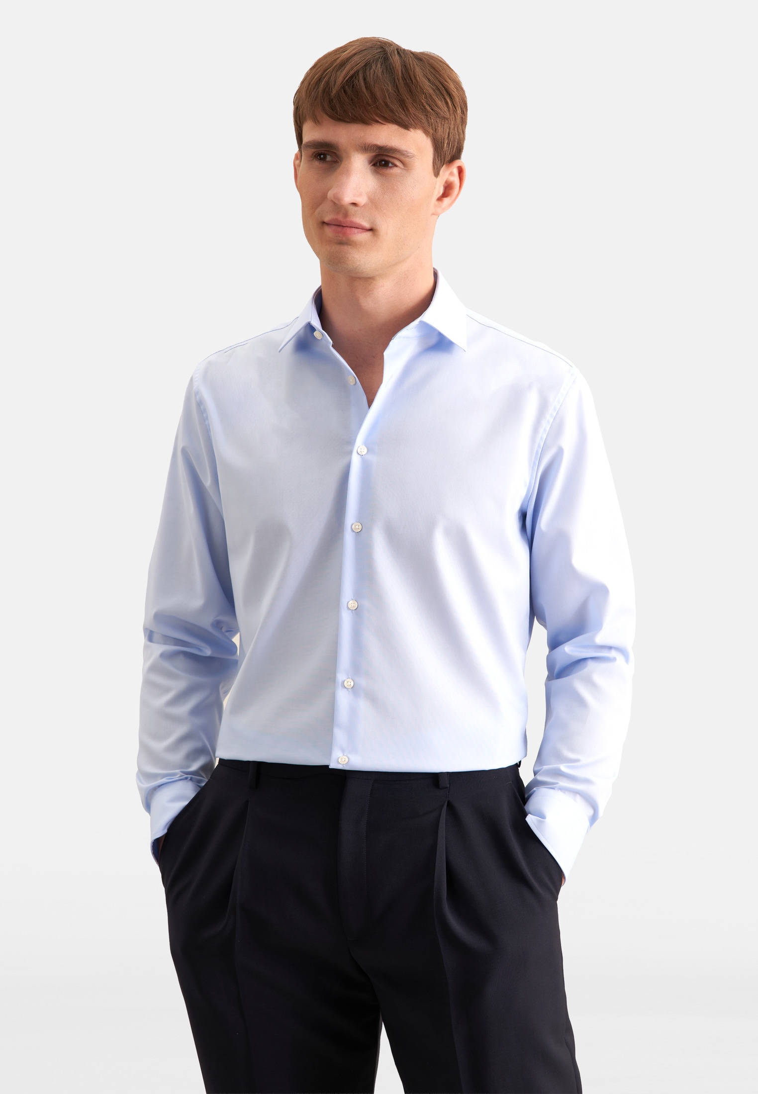 seidensticker Chemise d'affaires »Schwarze Rose« Col Kent uni 1/1 cintré