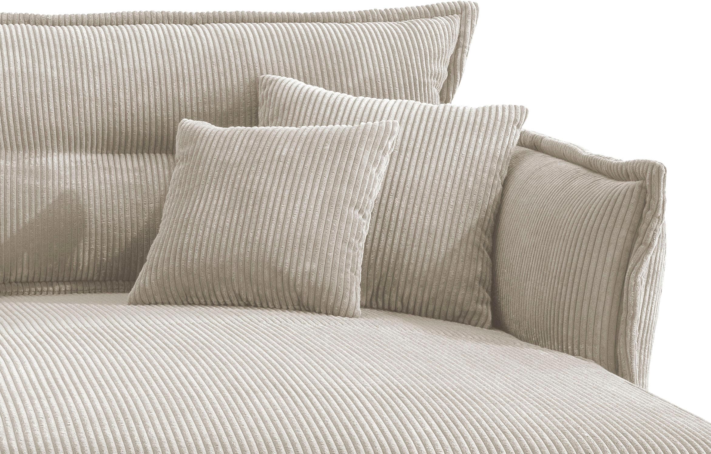 Home affaire Canapé d'angle »LAVA Breite 255 cm, modern und elegant, aktuelle Kissenoptik, L-Form« Armlehnen verstellbar