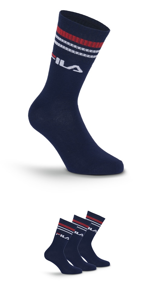 Fila Chaussettes 3 Paar,  breites Rippenbündchen, Logoschriftzug, Cotton-Mix