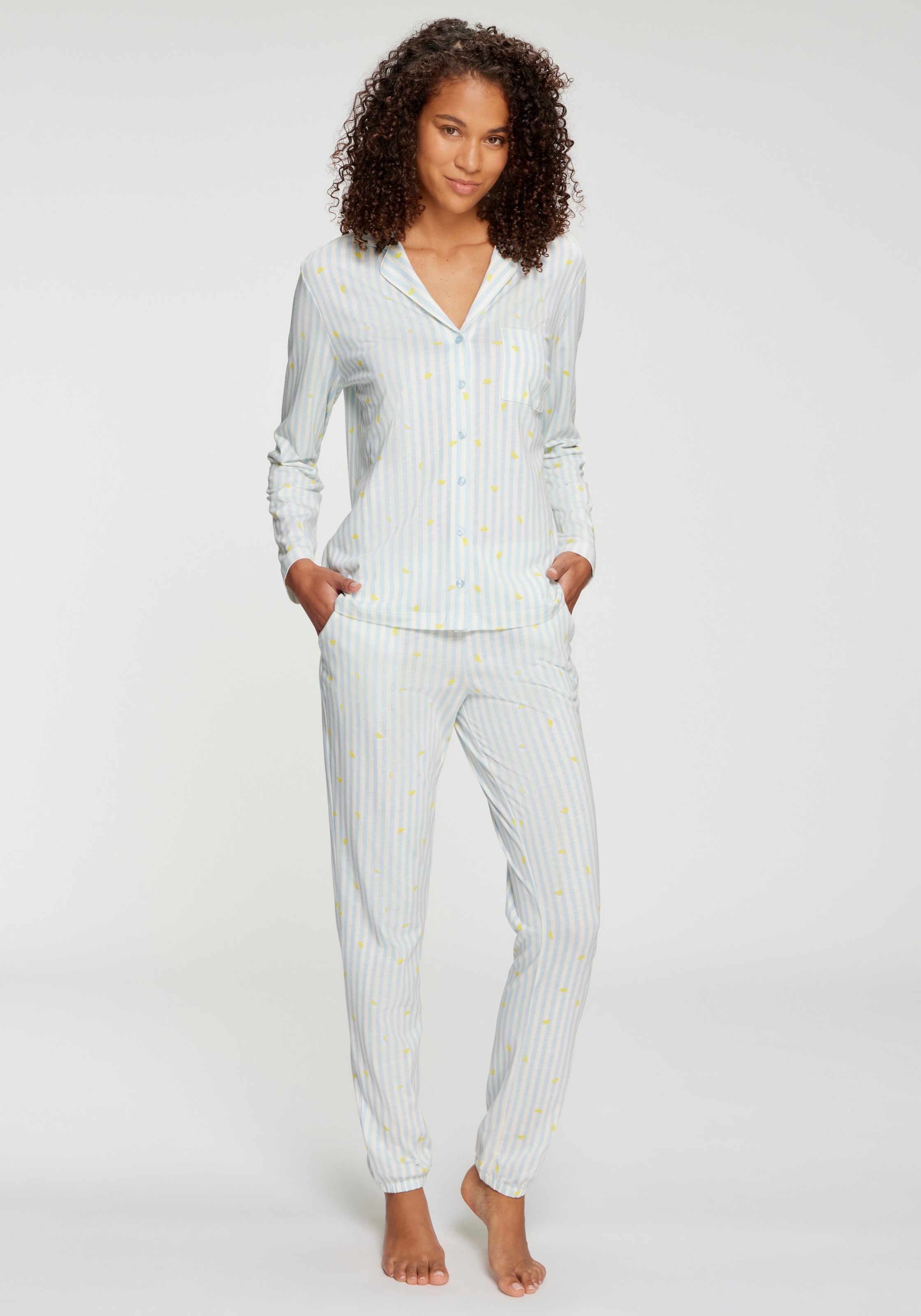 Vivance Dreams by Lascana Haut de pyjama avec joli imprimé rayures et fruits