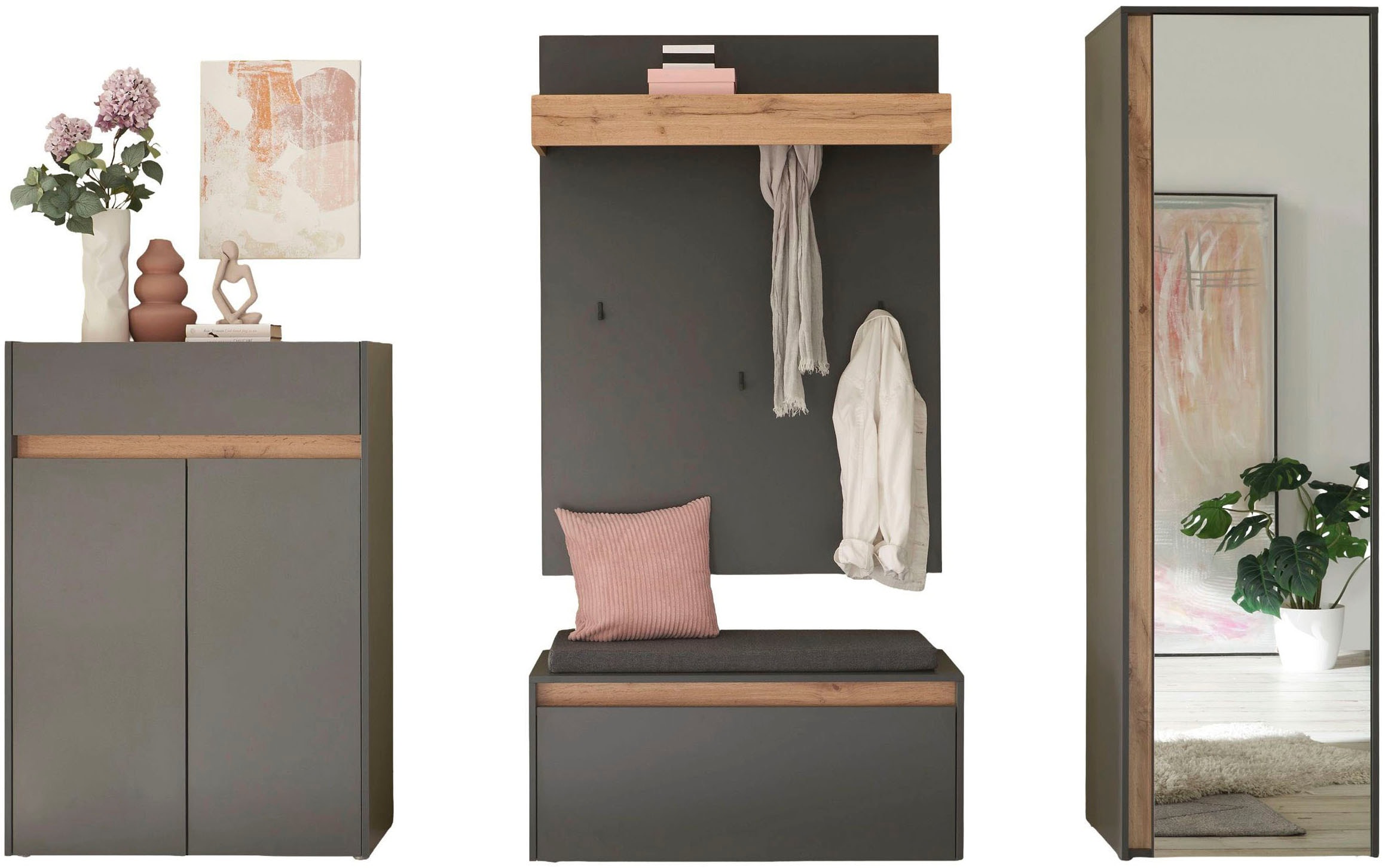 Home affaire Garderoben-Set »City/Giron, moderne Garderobe, viel Stauraum, ca. 24 Schuhe« Set, 4 Stk. tlg.