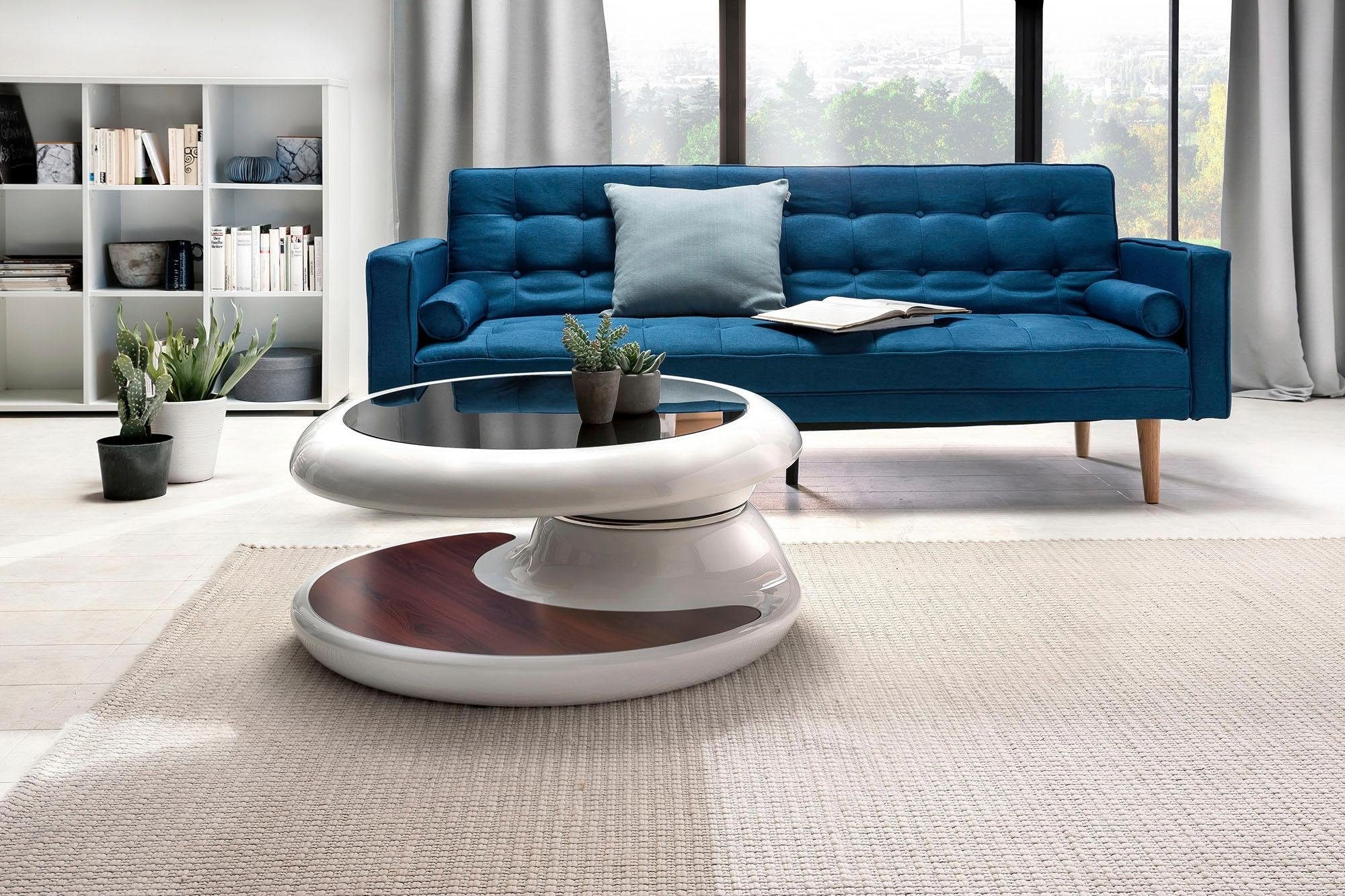 SalesFever Couchtisch »Milano Tisch Trendiges Wohnzimmer-Highlight« Tischplatte: Rundum 360° drehbar!