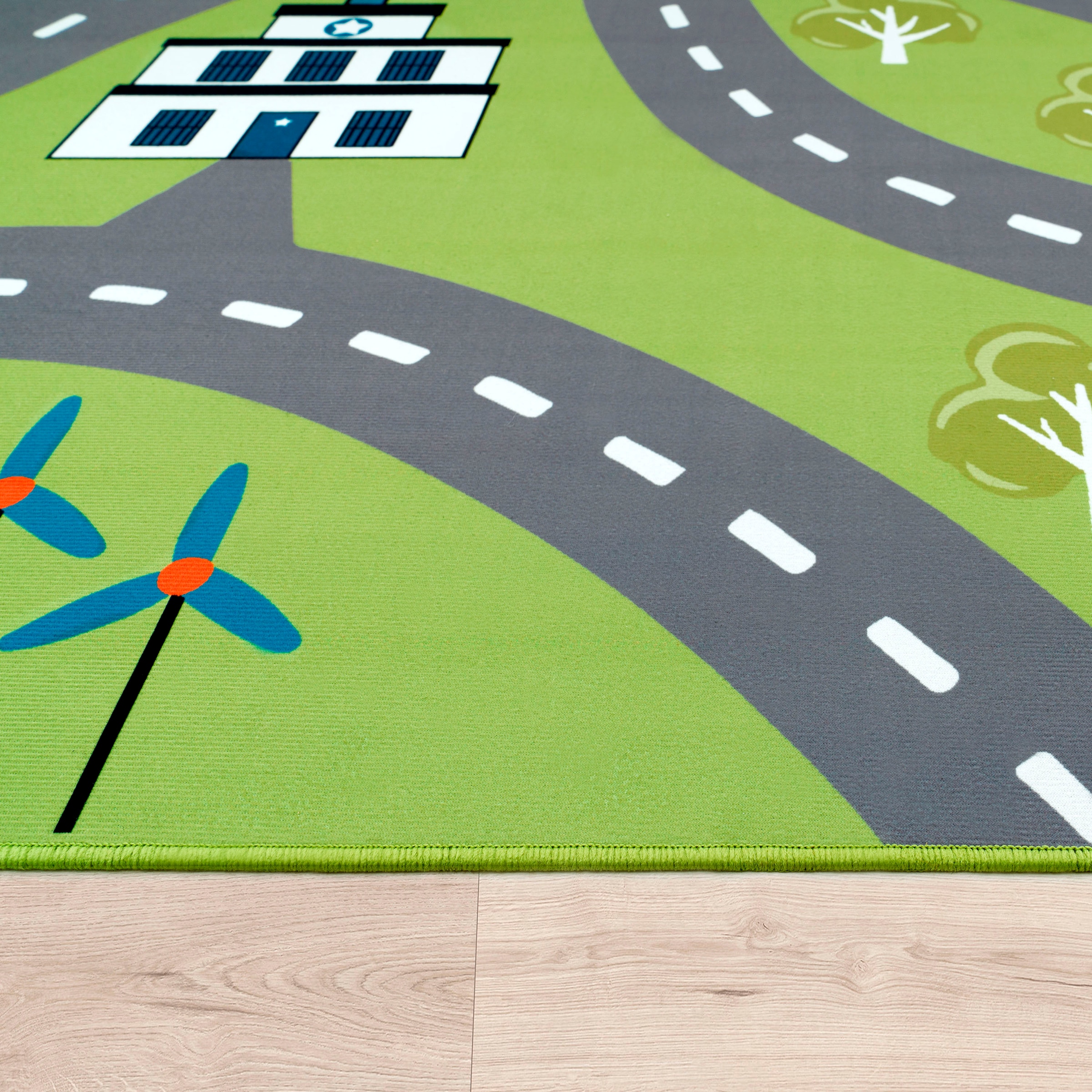 Paco Home Kinderteppich »Bino 562« rund 4 mm Höhe Kurzflor, Strassen-Spiel-Teppich, Motiv Flughafen, Kinderzimmer