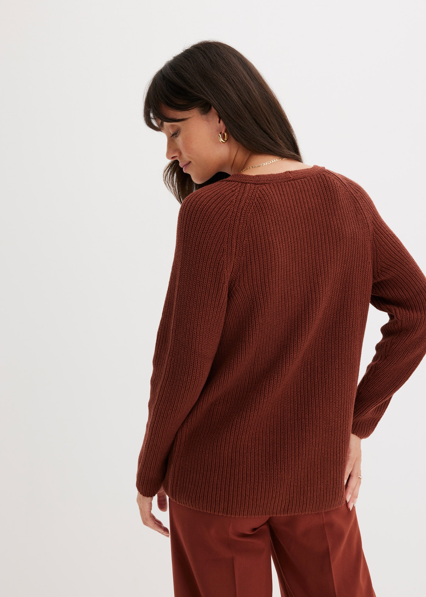 bonprix Strickpullover »Gerippter Pullover aus reiner Baumwolle«, Gerippter Pullover aus reiner Baumwolle
