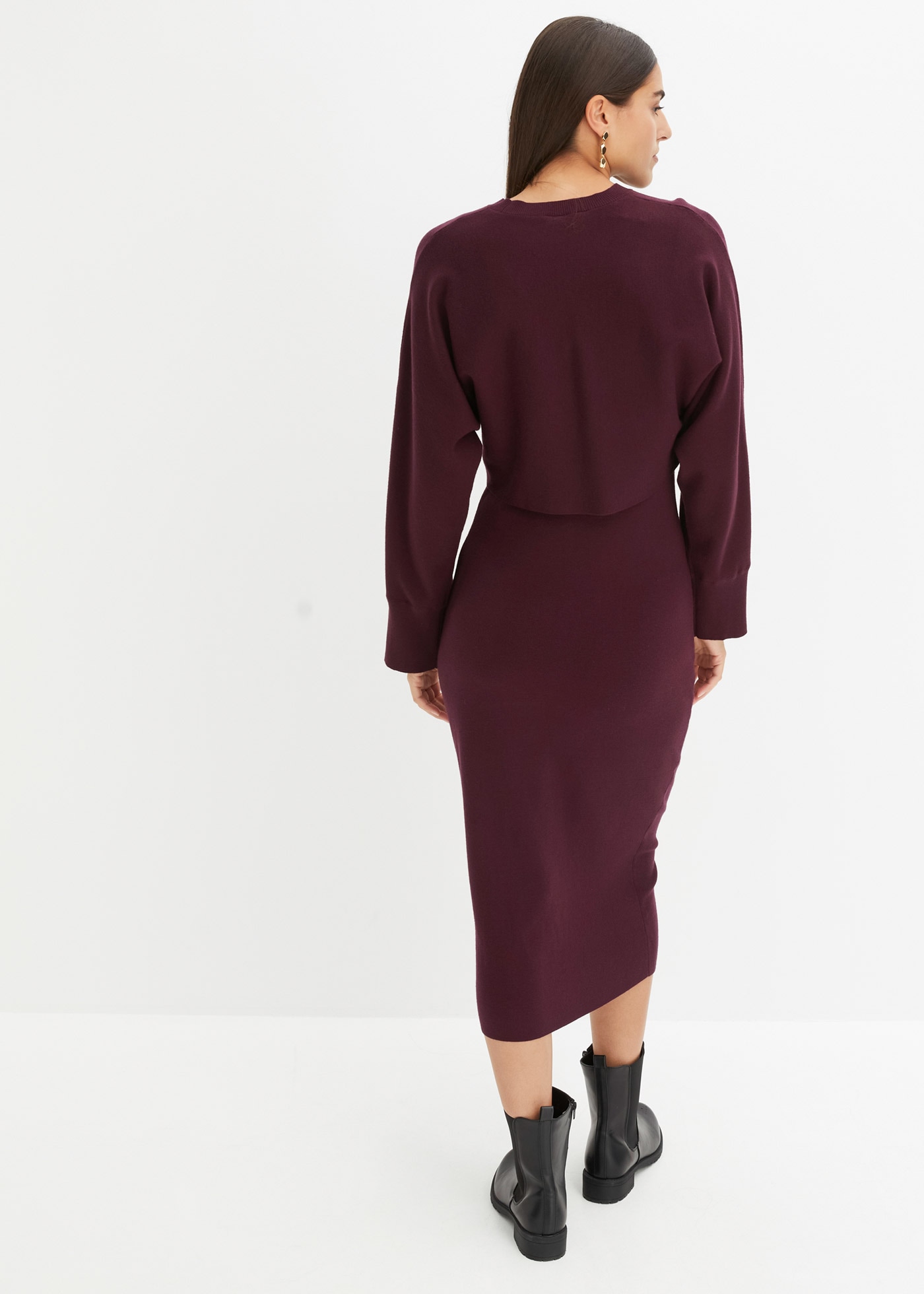 bonprix Robe en tricot Set, 2 tlg. für Frühjahr und Sommer, aus Viskose-Mischung, lässige Passform