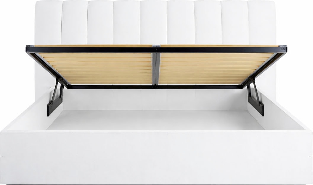 Home affaire Bett »MALISSA Bettgestell mit gepolstertem Kopfteil mit/ohne Stauraum« Bettgestell, Schlaffläche 180x200 cm, Masse B/T/H: 186,6/223/100 cm
