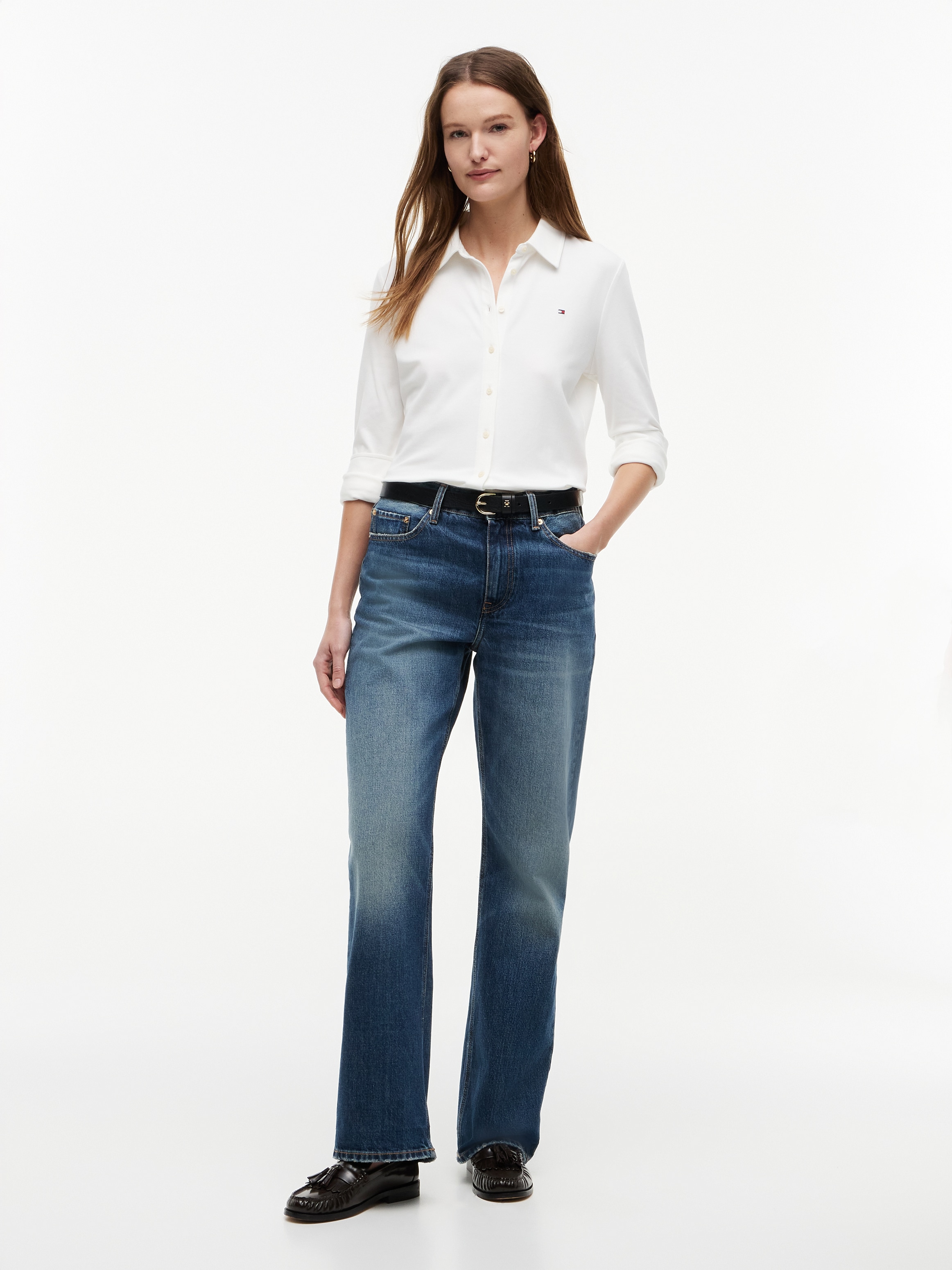 Tommy Hilfiger Jeans droit »LOOSE STRAIGHT CAM RW« Coton, coupe droite, taille normale