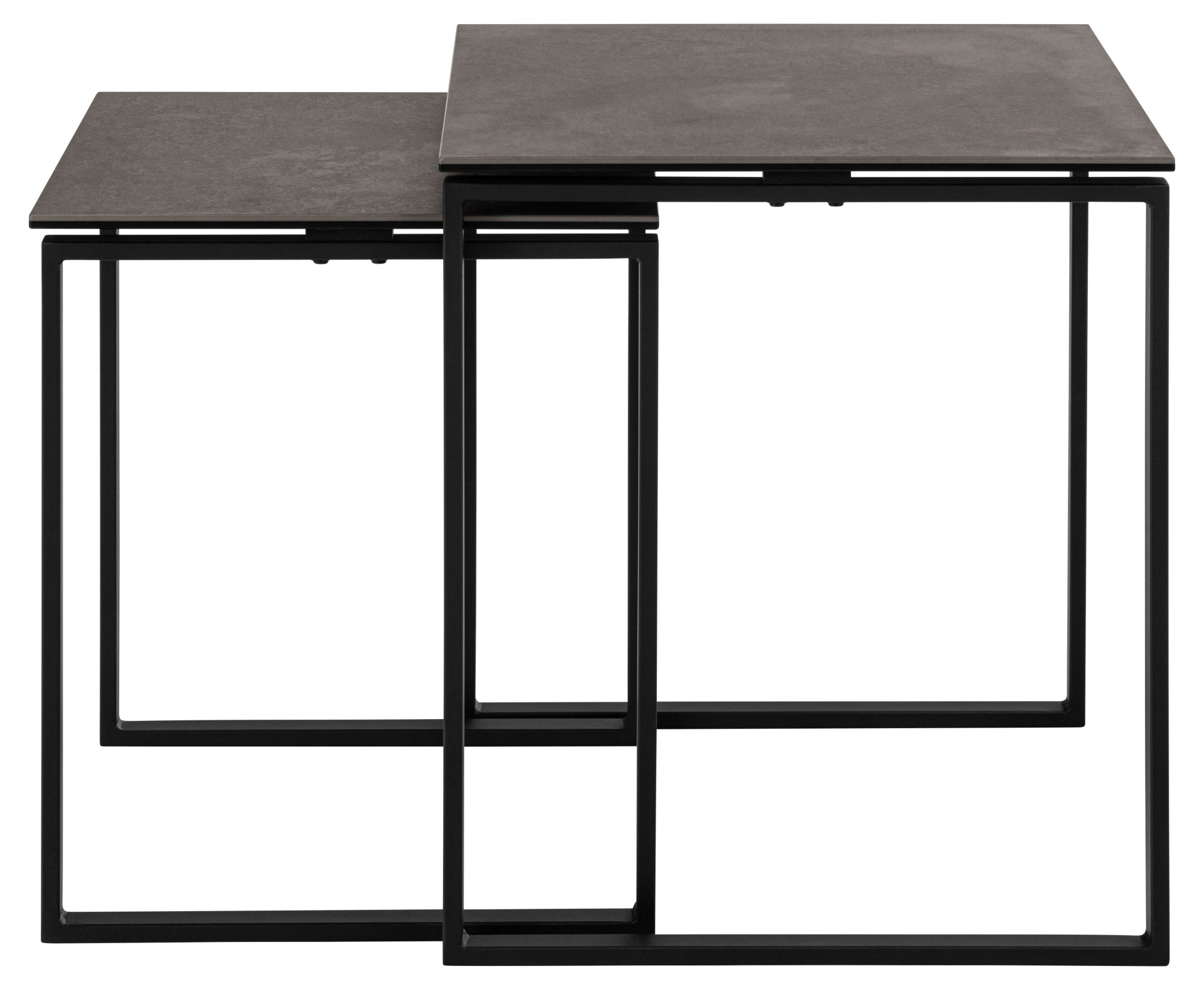 ACTONA GROUP Table basse »Katrine, 2er-Set, Kaffetisch, Keramik-Tischplatte, modern, Scandi« Ensemble, Set de 2 tables basses, 2 cuis tlg. Carré, structure robuste en acier noir, L: 50 x P: 50 cm
