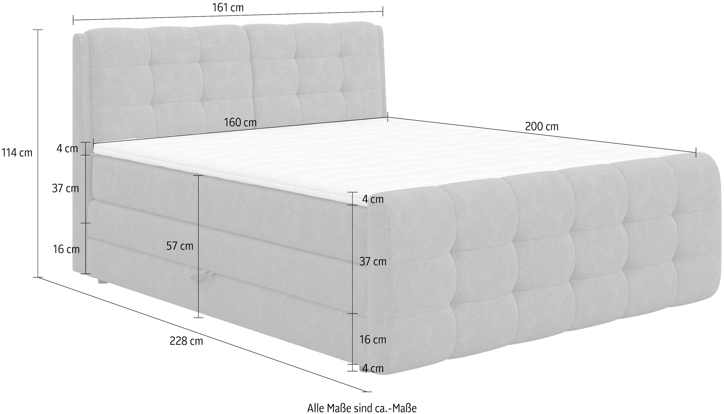 COTTA Lit boxspring »Fort mit Bettkasten, inkl. Topper« erhältlich in verschiedenen Breiten (160cm, 180cm & 200cm)